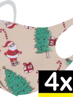 LUQ LUQ Wasbaar Kerst Mondmasker - Creme - 4 PACK