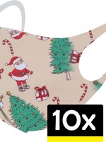 LUQ LUQ Wasbaar Kerst Mondmasker - Creme - 10 PACK