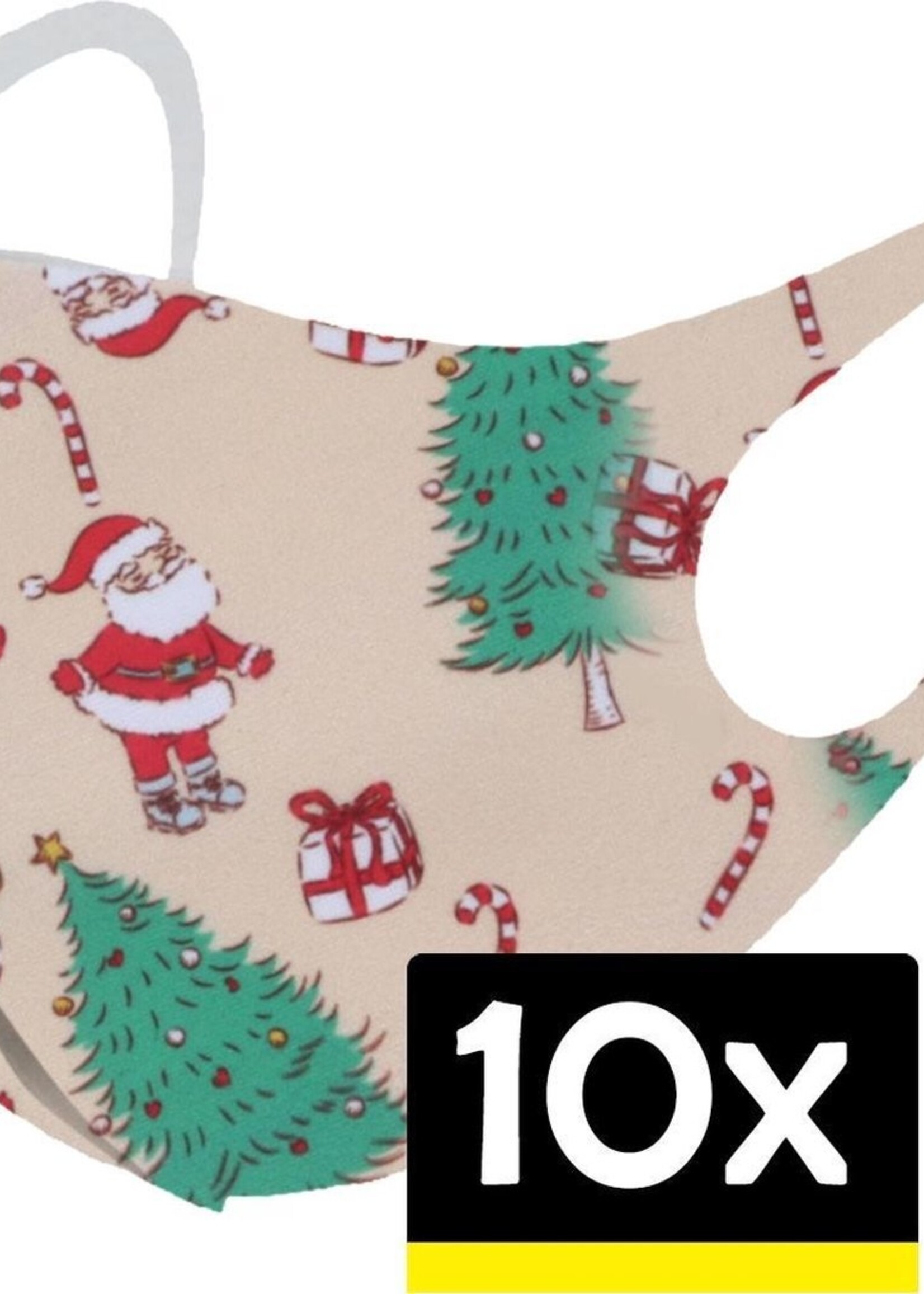 LUQ Mondkapje Wasbaar Kerst Mondmasker Creme Niet-medisch - 10 stuks