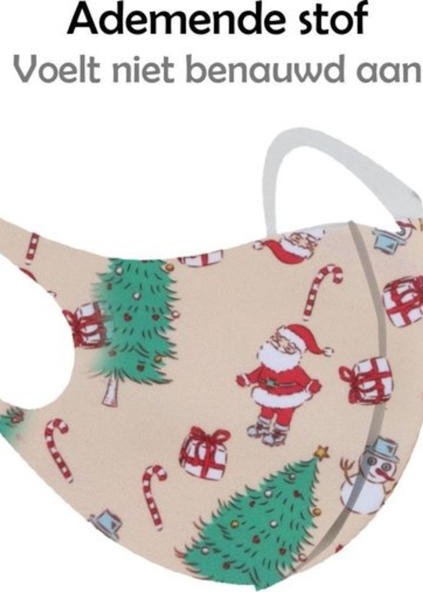 LUQ Mondkapje Wasbaar Kerst Mondmasker Creme Niet-medisch - 10 stuks