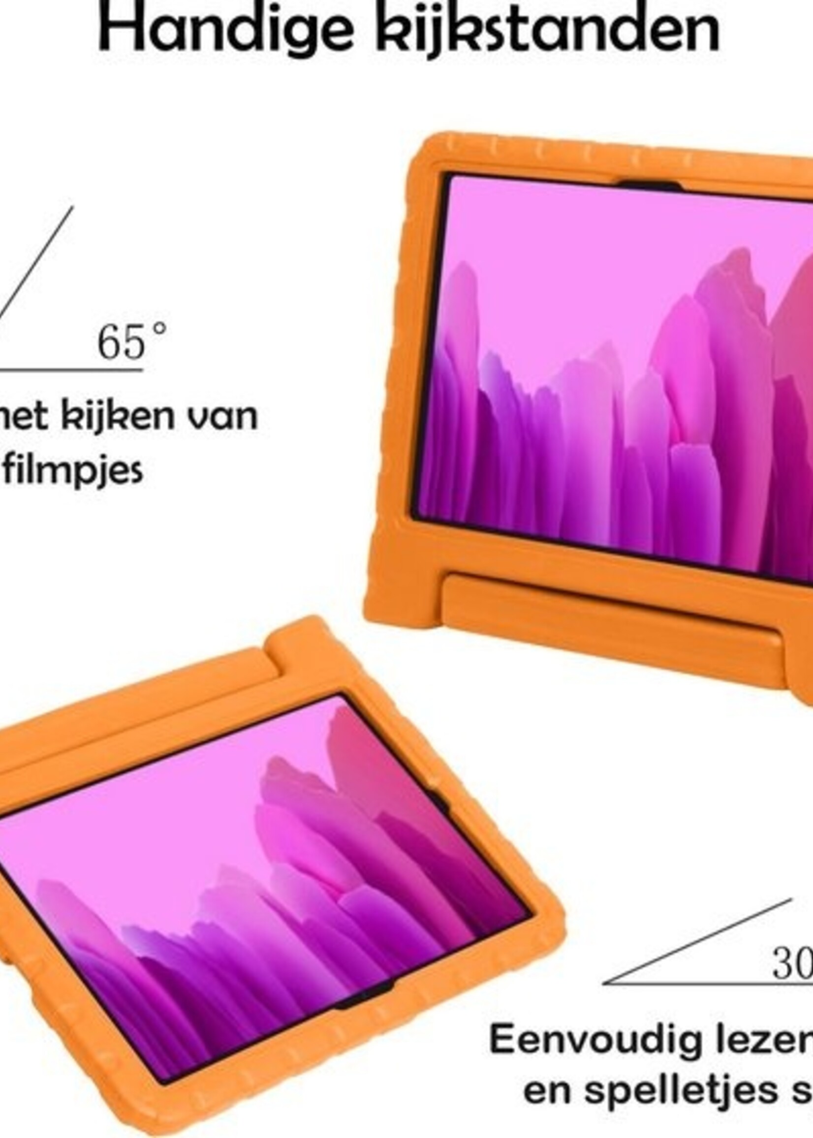 LUQ Hoes Geschikt voor Samsung Galaxy Tab A7 Hoes Kinder Hoesje Kids Case Kinderhoes Shockproof - Hoesje Geschikt voor Samsung Tab A7 Hoesje Kidscase - Oranje
