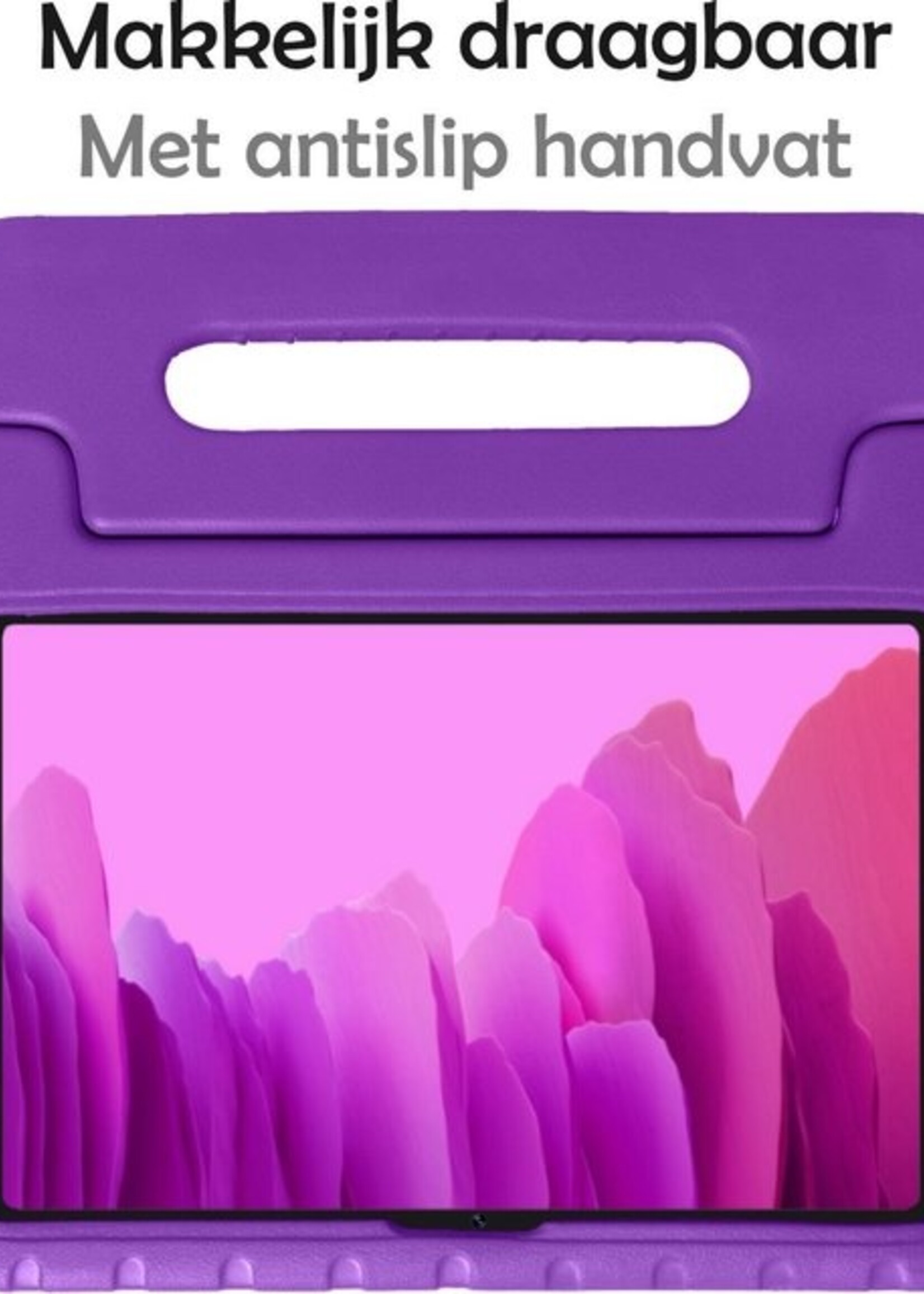 LUQ Hoes Geschikt voor Samsung Galaxy Tab A7 Hoes Kinder Hoesje Kids Case Kinderhoes Shockproof - Hoesje Geschikt voor Samsung Tab A7 Hoesje Kidscase - Paars