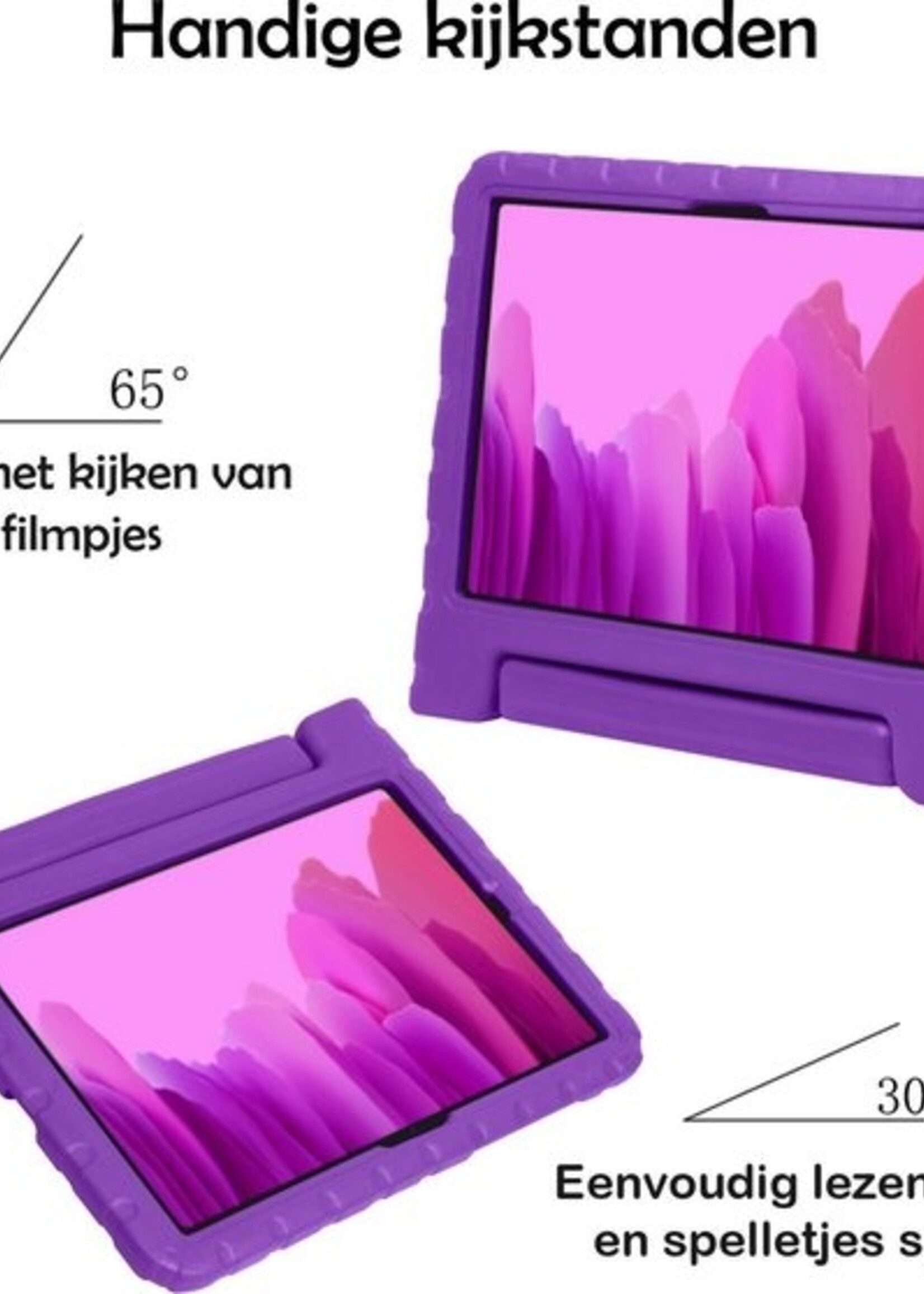 LUQ Hoes Geschikt voor Samsung Galaxy Tab A7 Hoes Kinder Hoesje Kids Case Kinderhoes Shockproof - Hoesje Geschikt voor Samsung Tab A7 Hoesje Kidscase - Paars