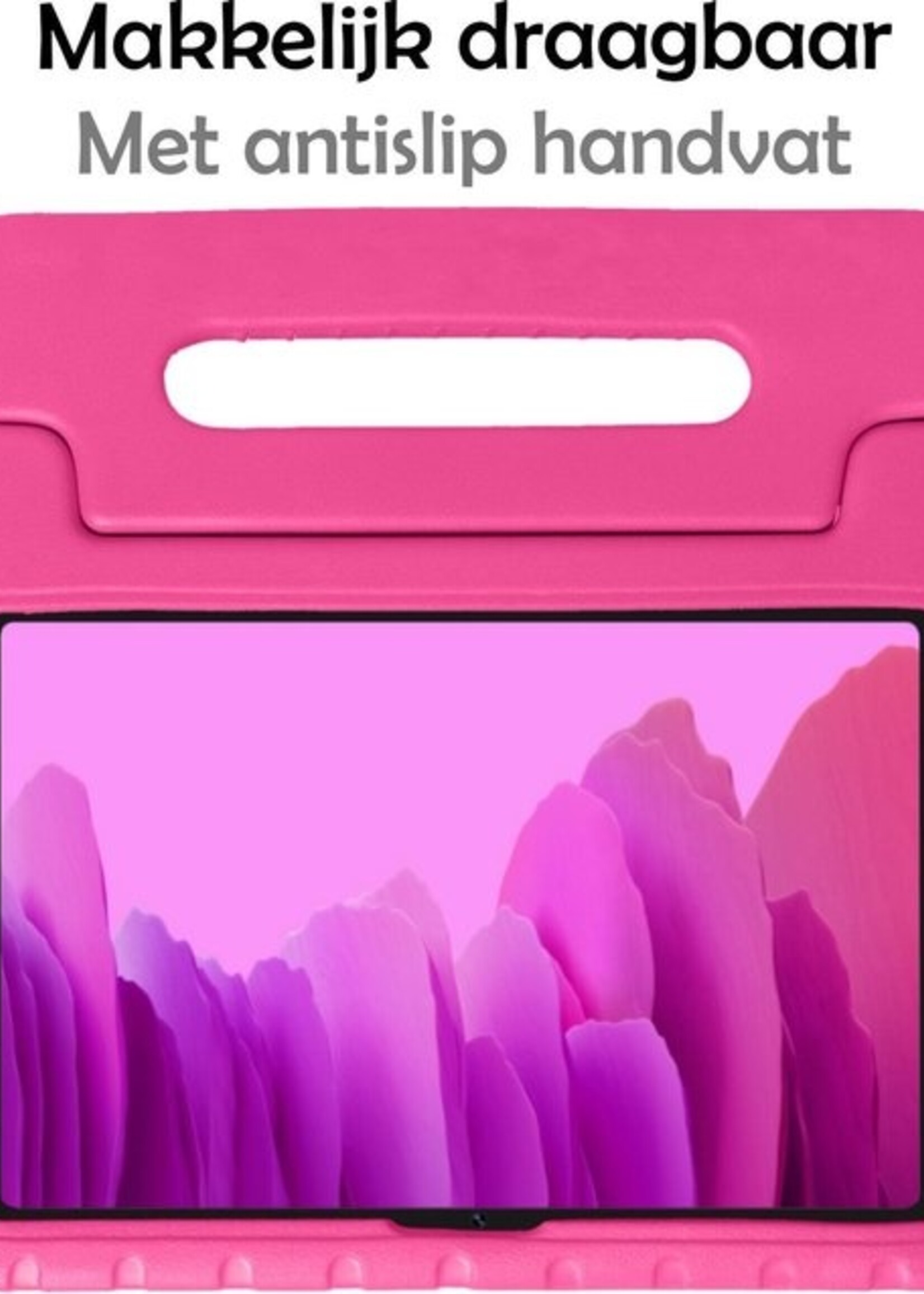 LUQ Hoes Geschikt voor Samsung Galaxy Tab A7 Hoes Kinder Hoesje Kids Case Kinderhoes Shockproof - Hoesje Geschikt voor Samsung Tab A7 Hoesje Kidscase - Roze