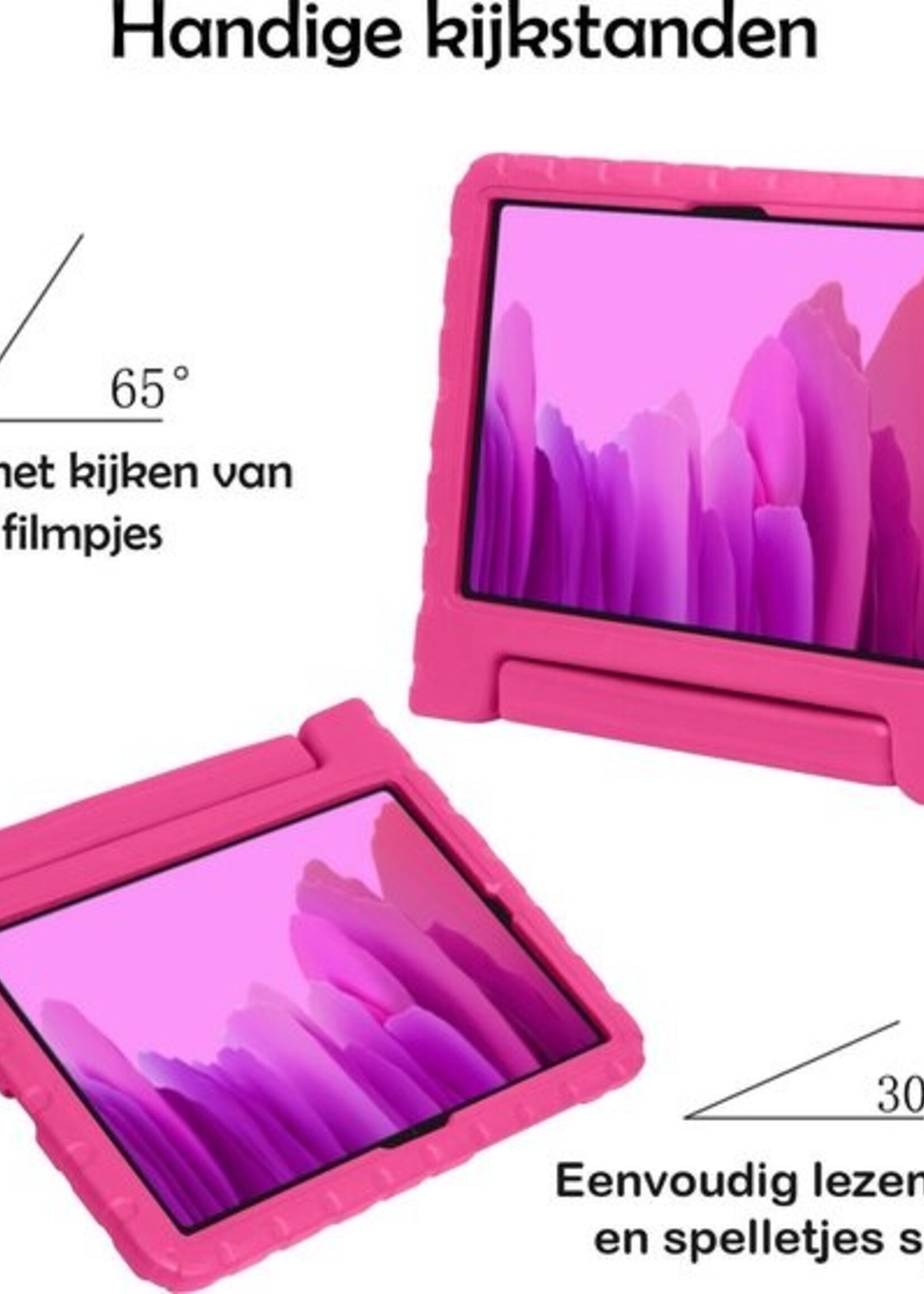 LUQ Hoes Geschikt voor Samsung Galaxy Tab A7 Hoes Kinder Hoesje Kids Case Kinderhoes Shockproof - Hoesje Geschikt voor Samsung Tab A7 Hoesje Kidscase - Roze