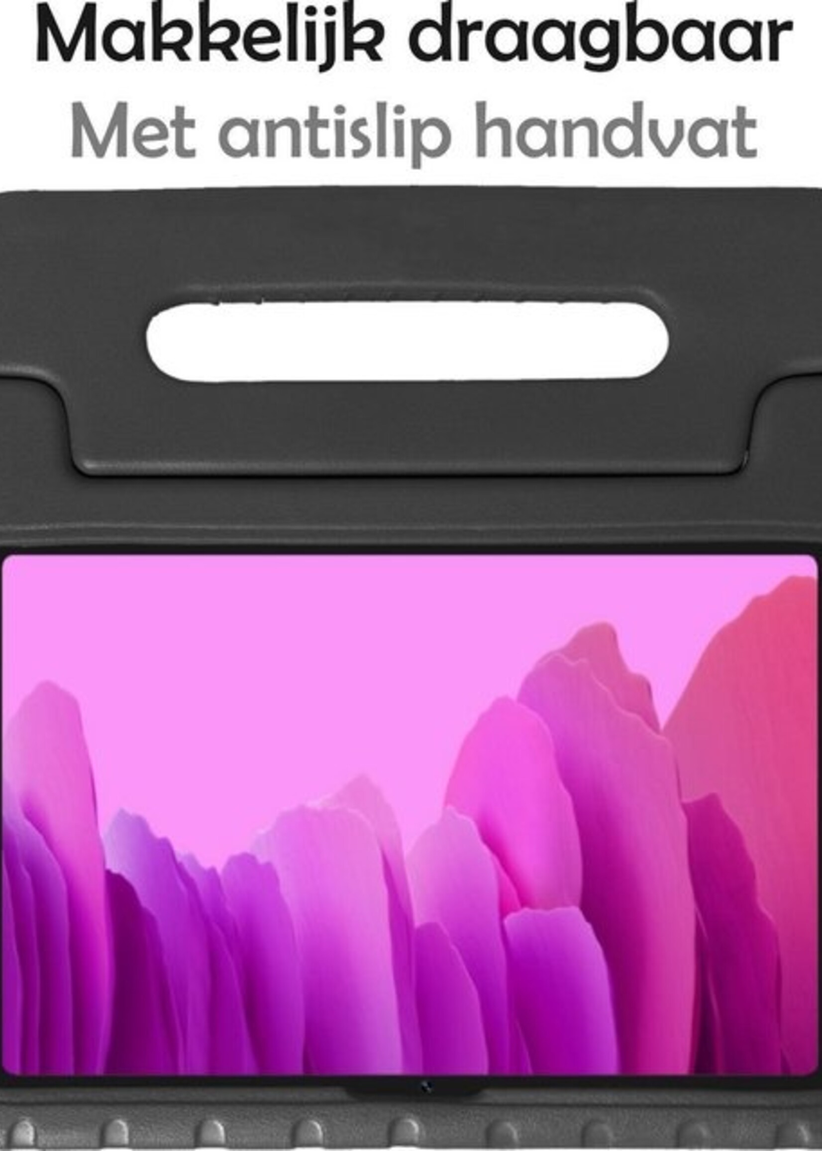 LUQ Hoes Geschikt voor Samsung Galaxy Tab A7 Hoes Kinder Hoesje Kids Case Kinderhoes Shockproof - Hoesje Geschikt voor Samsung Tab A7 Hoesje Kidscase - Zwart