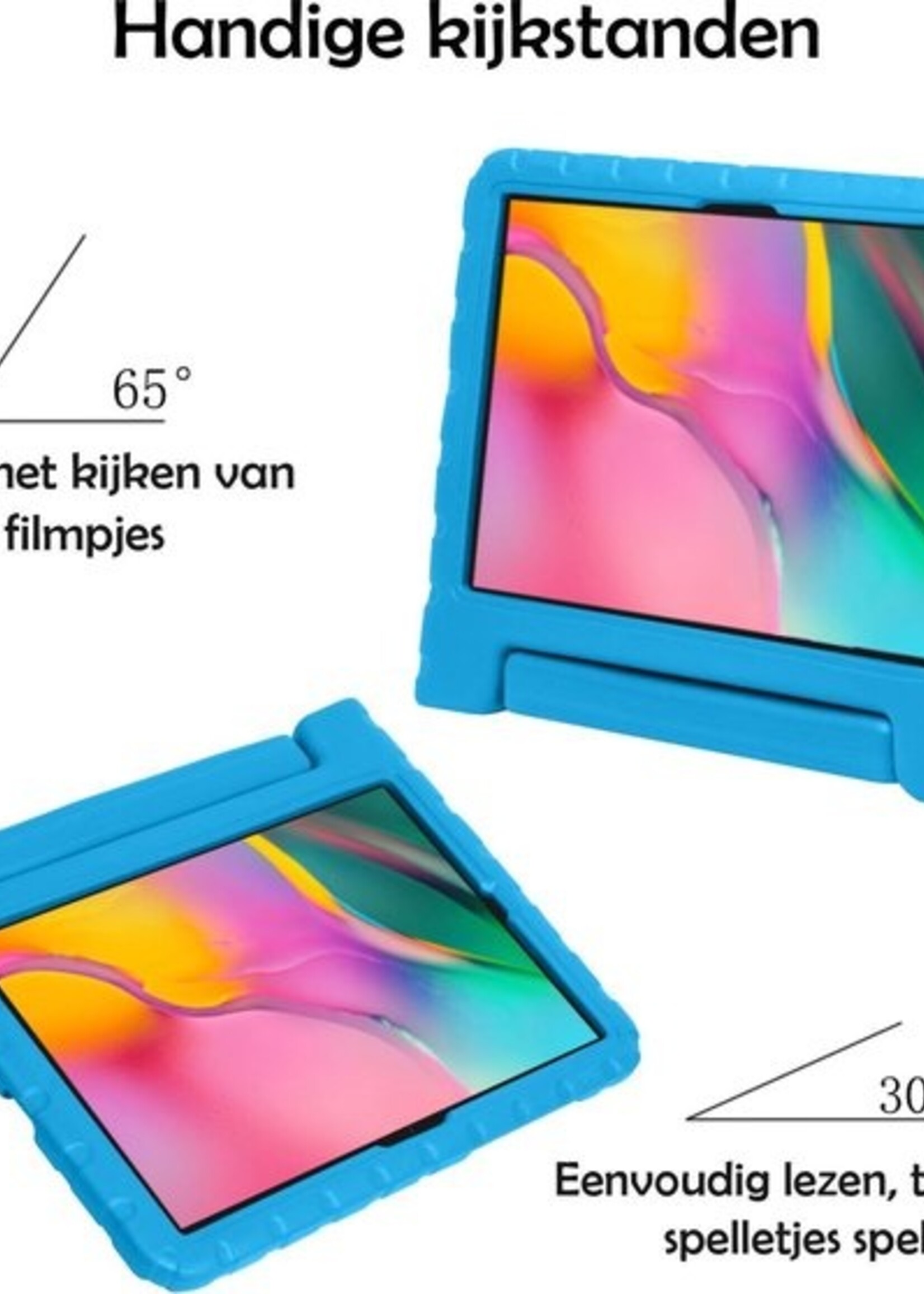 LUQ Hoes Geschikt voor Samsung Galaxy Tab A 8.0 (2019) Hoes Kinder Hoesje Kids Case Kinderhoes Shockproof - Hoesje Geschikt voor Samsung Tab A 8.0 (2019) Hoesje Kidscase - Blauw