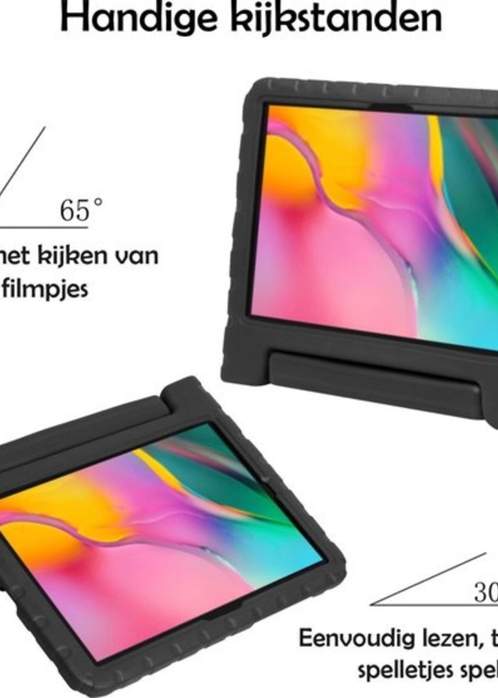 LUQ Hoes Geschikt voor Samsung Galaxy Tab A 8.0 (2019) Hoes Kinder Hoesje Kids Case Kinderhoes Shockproof - Hoesje Geschikt voor Samsung Tab A 8.0 (2019) Hoesje Kidscase - Zwart