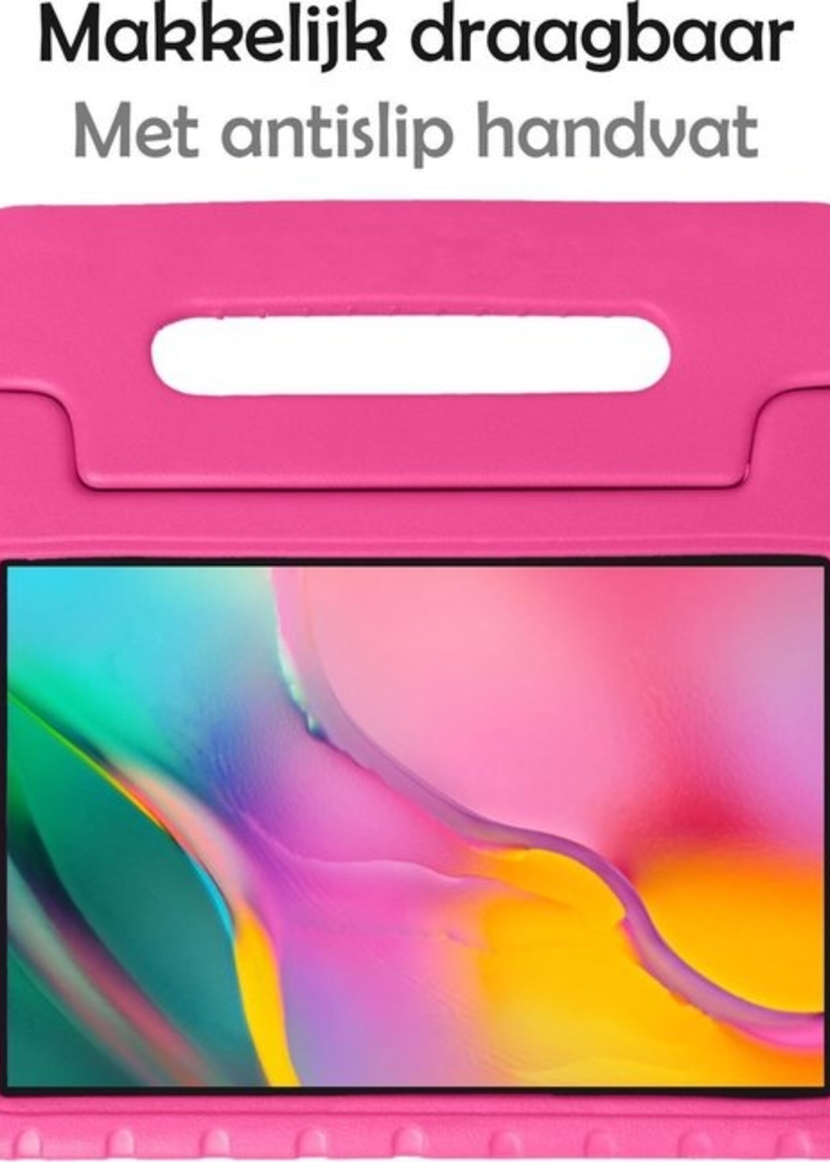 LUQ Hoes Geschikt voor Samsung Galaxy Tab A 8.0 (2019) Hoes Kinder Hoesje Kids Case Kinderhoes Shockproof - Hoesje Geschikt voor Samsung Tab A 8.0 (2019) Hoesje Kidscase - Roze