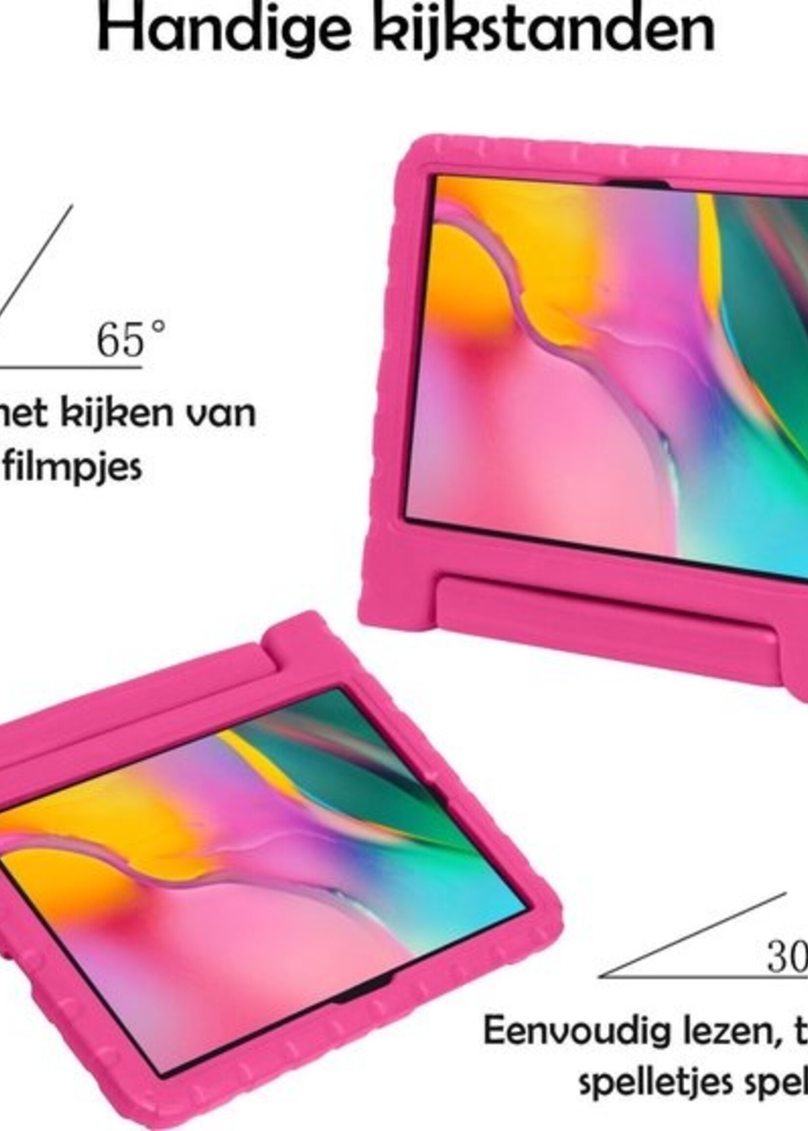 LUQ Hoes Geschikt voor Samsung Galaxy Tab A 8.0 (2019) Hoes Kinder Hoesje Kids Case Kinderhoes Shockproof - Hoesje Geschikt voor Samsung Tab A 8.0 (2019) Hoesje Kidscase - Roze