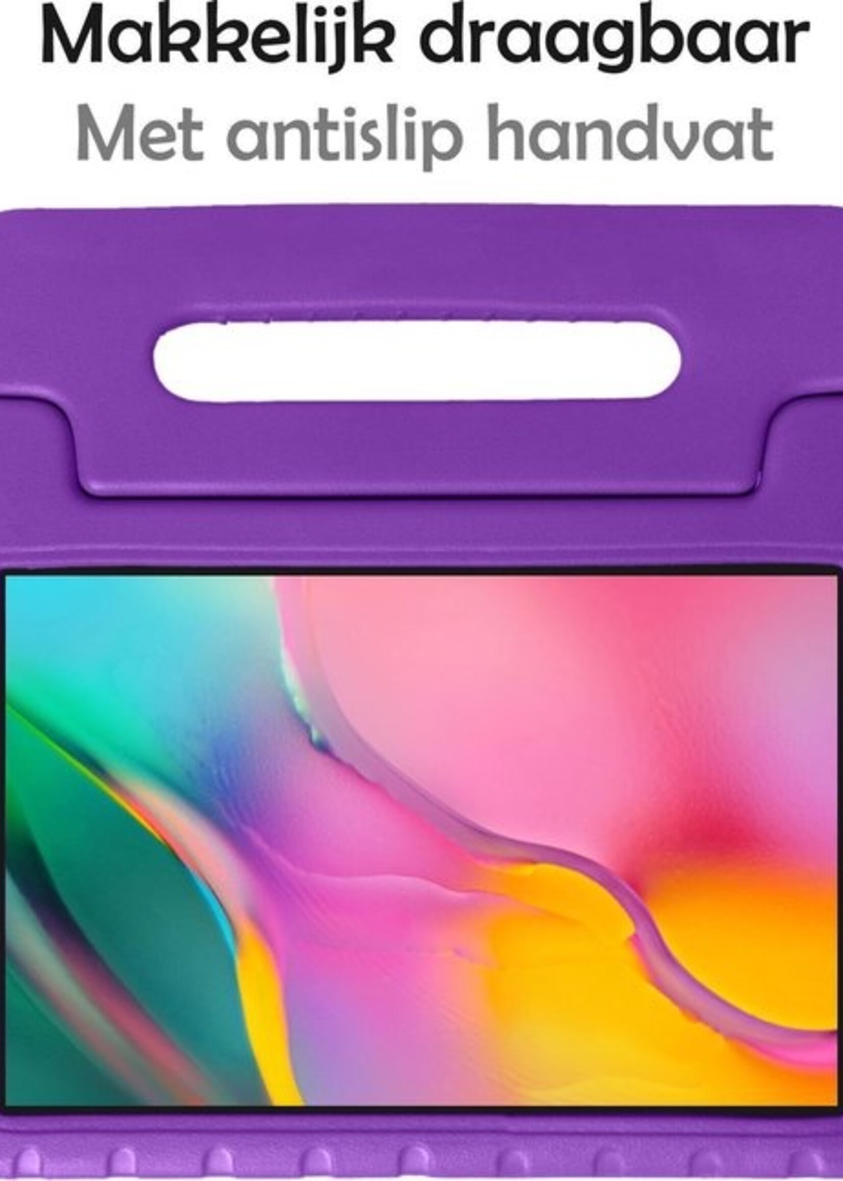 LUQ Hoes Geschikt voor Samsung Galaxy Tab A 8.0 (2019) Hoes Kinder Hoesje Kids Case Kinderhoes Shockproof - Hoesje Geschikt voor Samsung Tab A 8.0 (2019) Hoesje Kidscase - Paars
