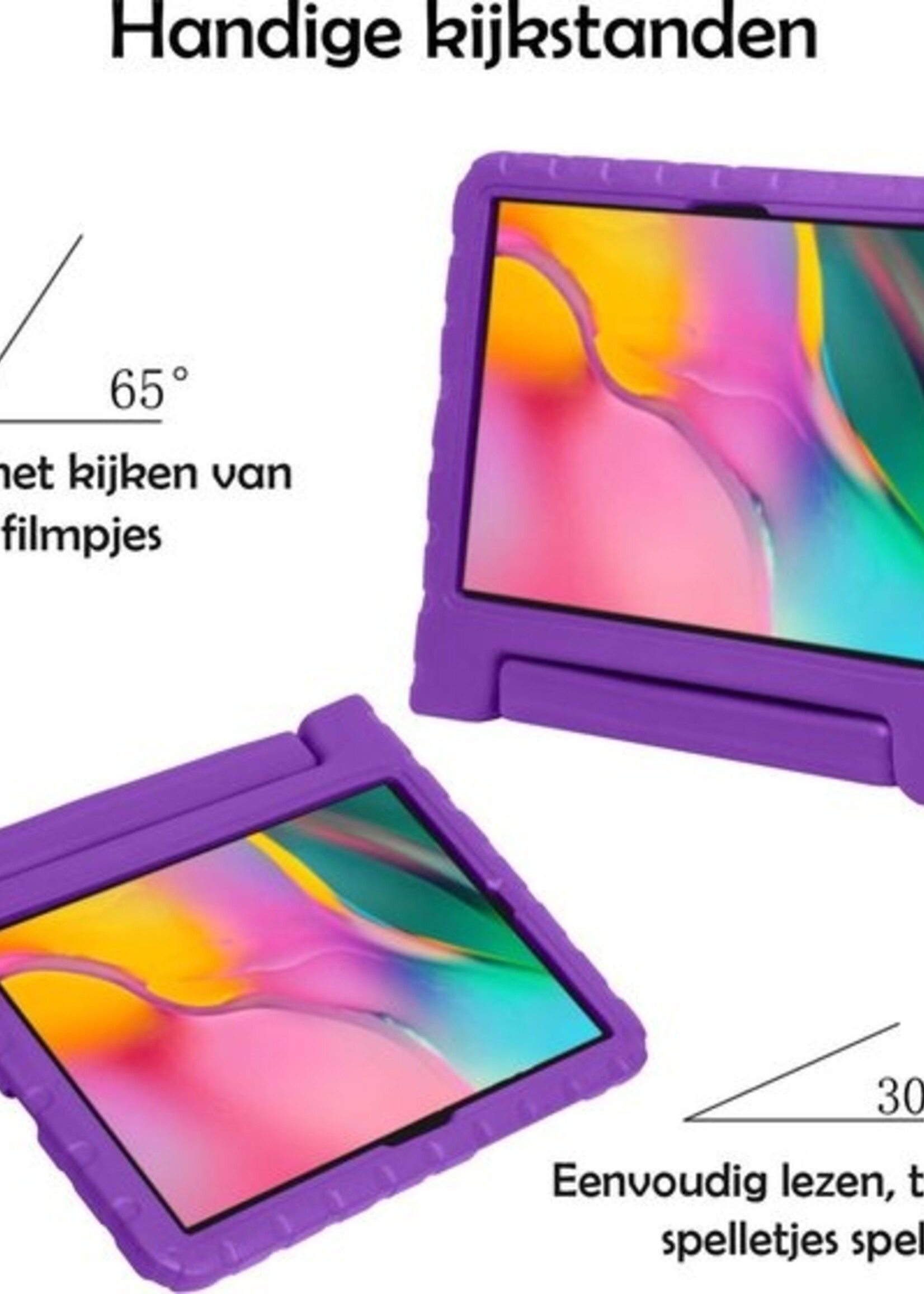 LUQ Hoes Geschikt voor Samsung Galaxy Tab A 8.0 (2019) Hoes Kinder Hoesje Kids Case Kinderhoes Shockproof - Hoesje Geschikt voor Samsung Tab A 8.0 (2019) Hoesje Kidscase - Paars