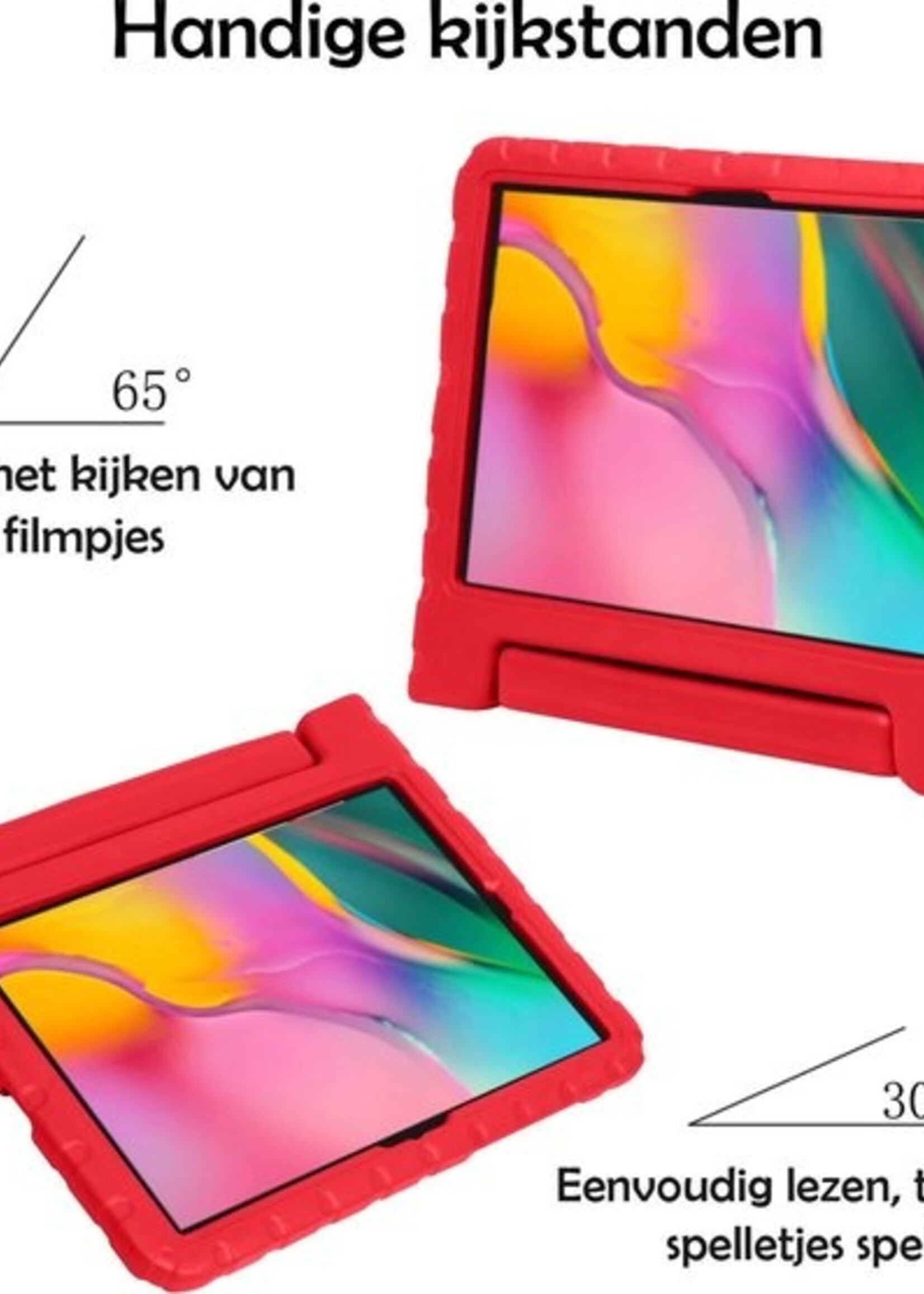 LUQ Hoes Geschikt voor Samsung Galaxy Tab A 8.0 (2019) Hoes Kinder Hoesje Kids Case Kinderhoes Shockproof - Hoesje Geschikt voor Samsung Tab A 8.0 (2019) Hoesje Kidscase - Rood
