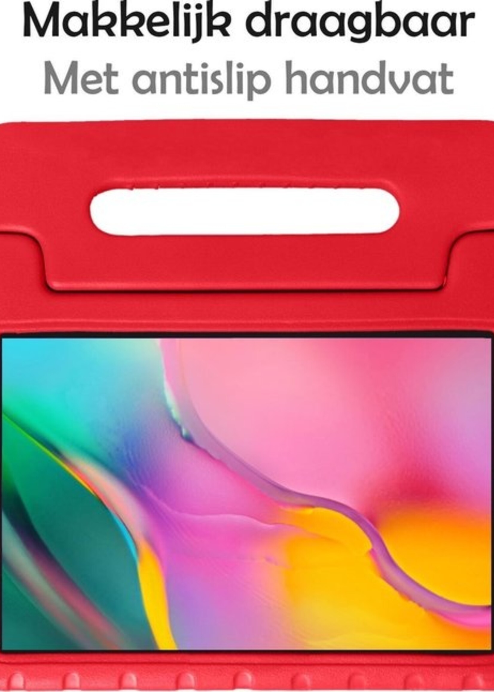 LUQ Hoes Geschikt voor Samsung Galaxy Tab A 8.0 (2019) Hoes Kinder Hoesje Kids Case Kinderhoes Shockproof - Hoesje Geschikt voor Samsung Tab A 8.0 (2019) Hoesje Kidscase - Rood