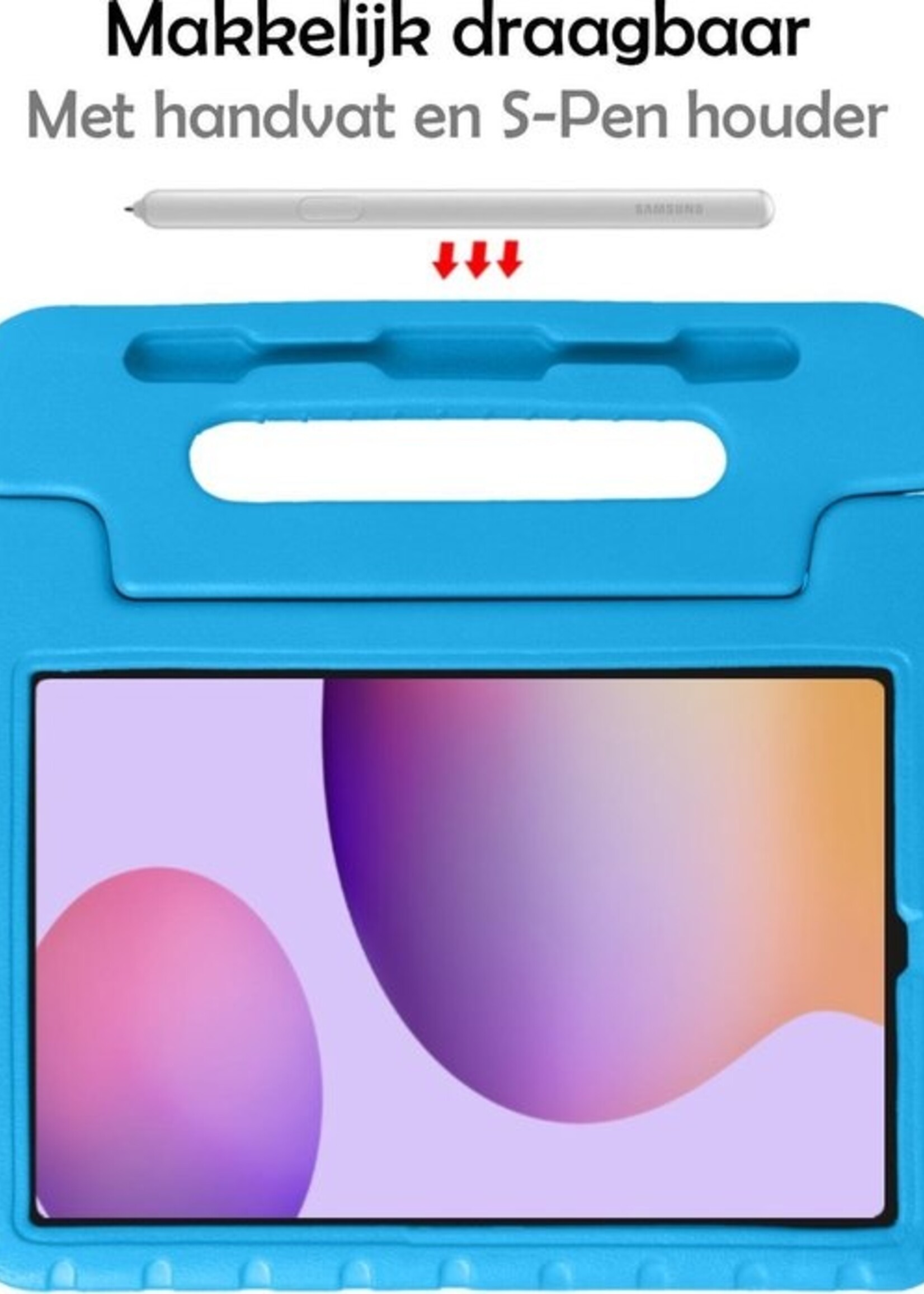 LUQ Hoes Geschikt voor Samsung Galaxy Tab S6 Lite Hoes Kinder Hoesje Kids Case Kinderhoes Shockproof - Hoesje Geschikt voor Samsung Tab S6 Lite Hoesje Kidscase - Blauw