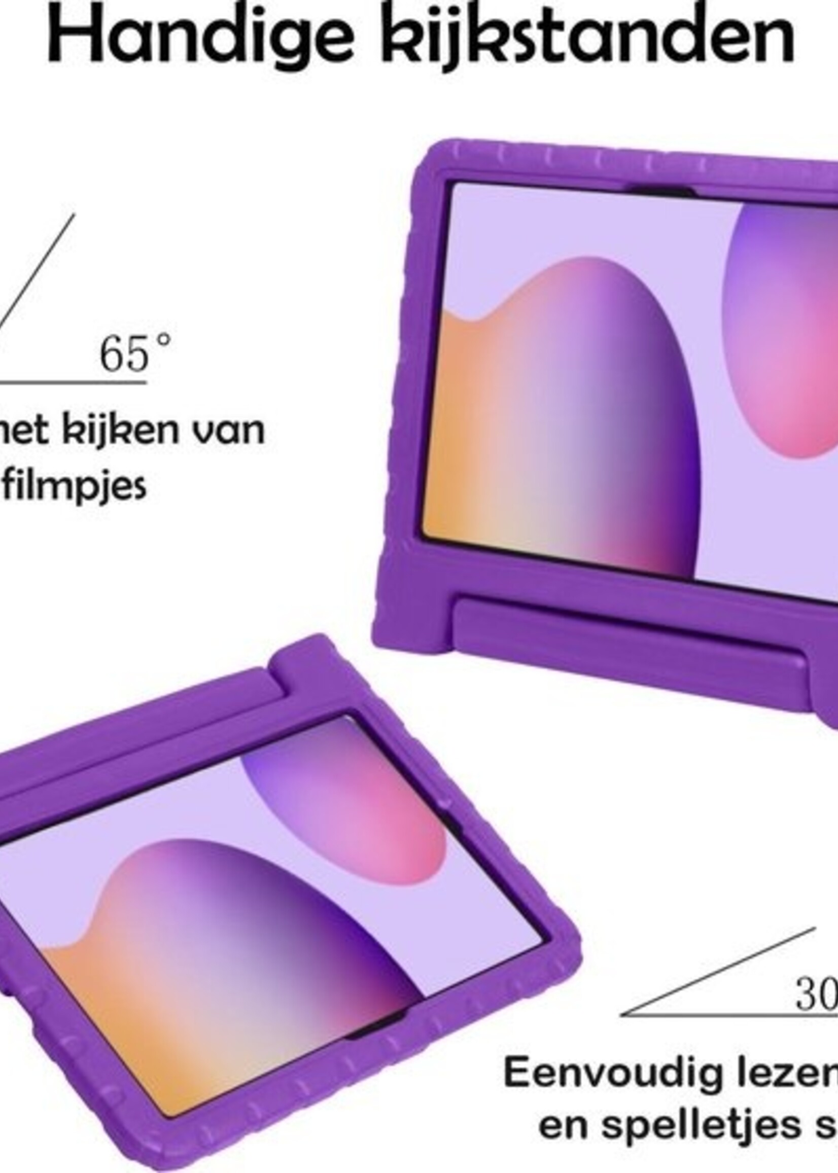 LUQ Hoes Geschikt voor Samsung Galaxy Tab S6 Lite Hoes Kinder Hoesje Kids Case Kinderhoes Shockproof - Hoesje Geschikt voor Samsung Tab S6 Lite Hoesje Kidscase - Paars