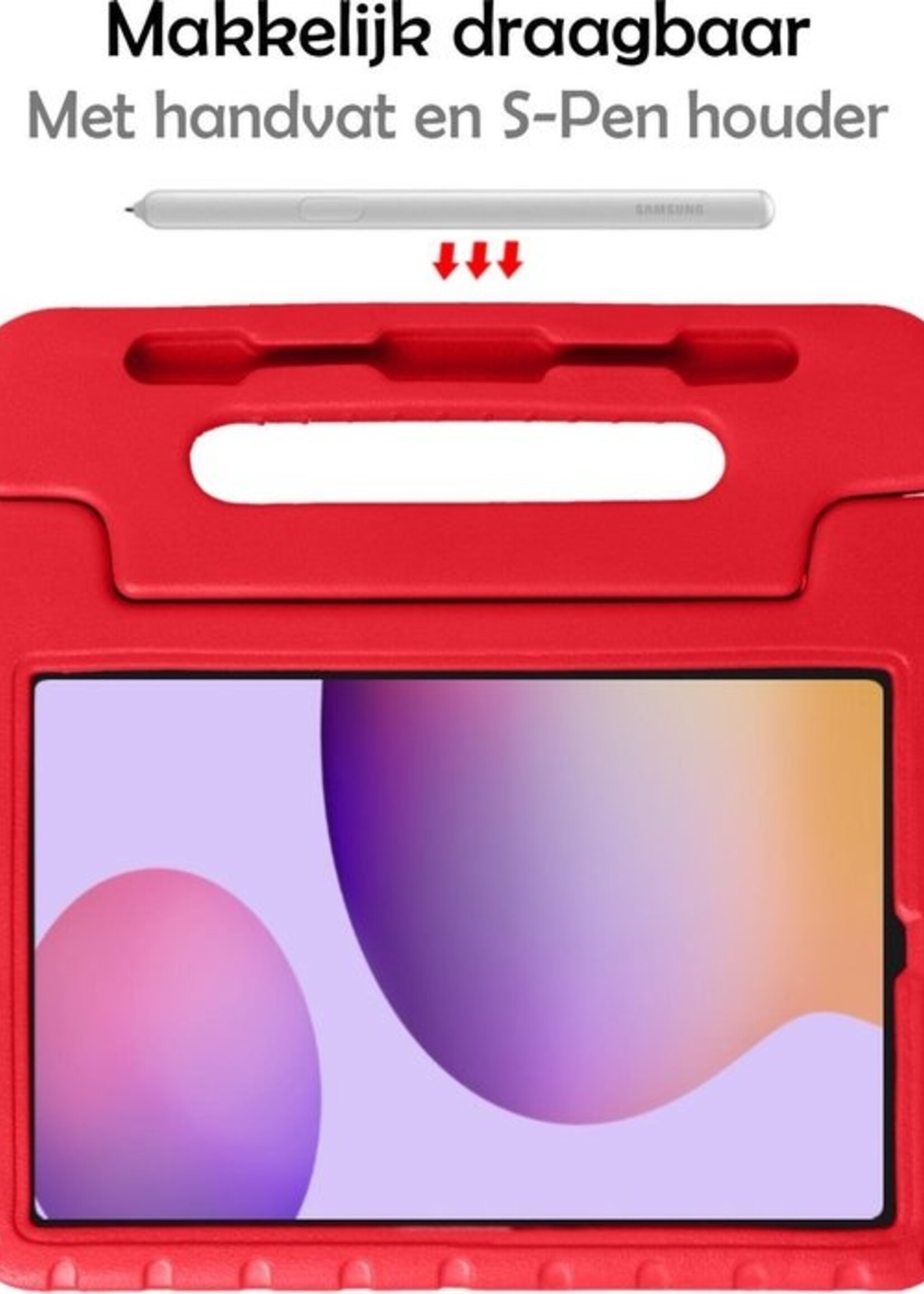 LUQ Hoes Geschikt voor Samsung Galaxy Tab S6 Lite Hoes Kinder Hoesje Kids Case Kinderhoes Shockproof - Hoesje Geschikt voor Samsung Tab S6 Lite Hoesje Kidscase - Rood