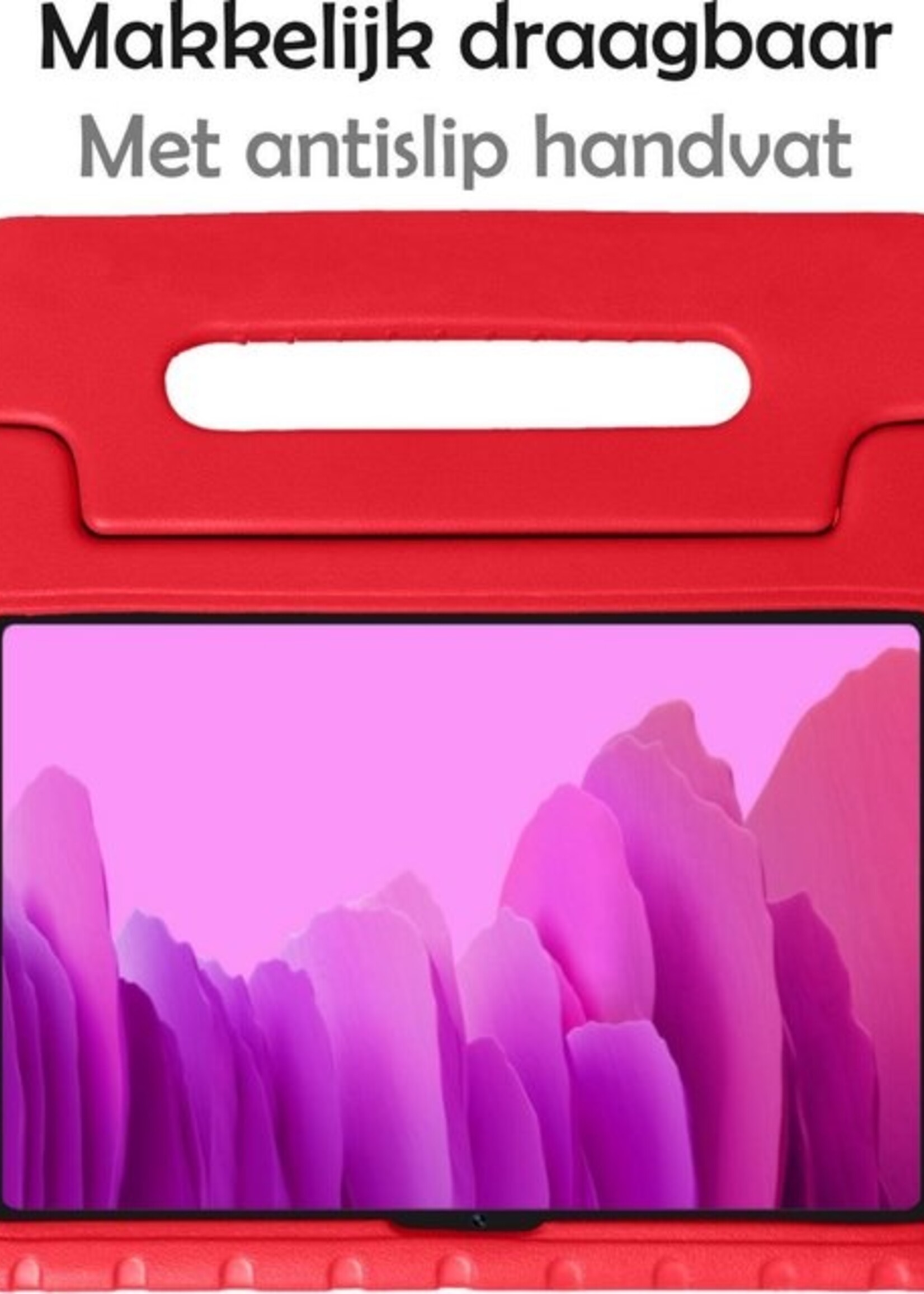LUQ Hoes Geschikt voor Samsung Galaxy Tab A7 Hoes Kinder Hoesje Kids Case Kinderhoes Shockproof - Hoesje Geschikt voor Samsung Tab A7 Hoesje Kidscase - Rood