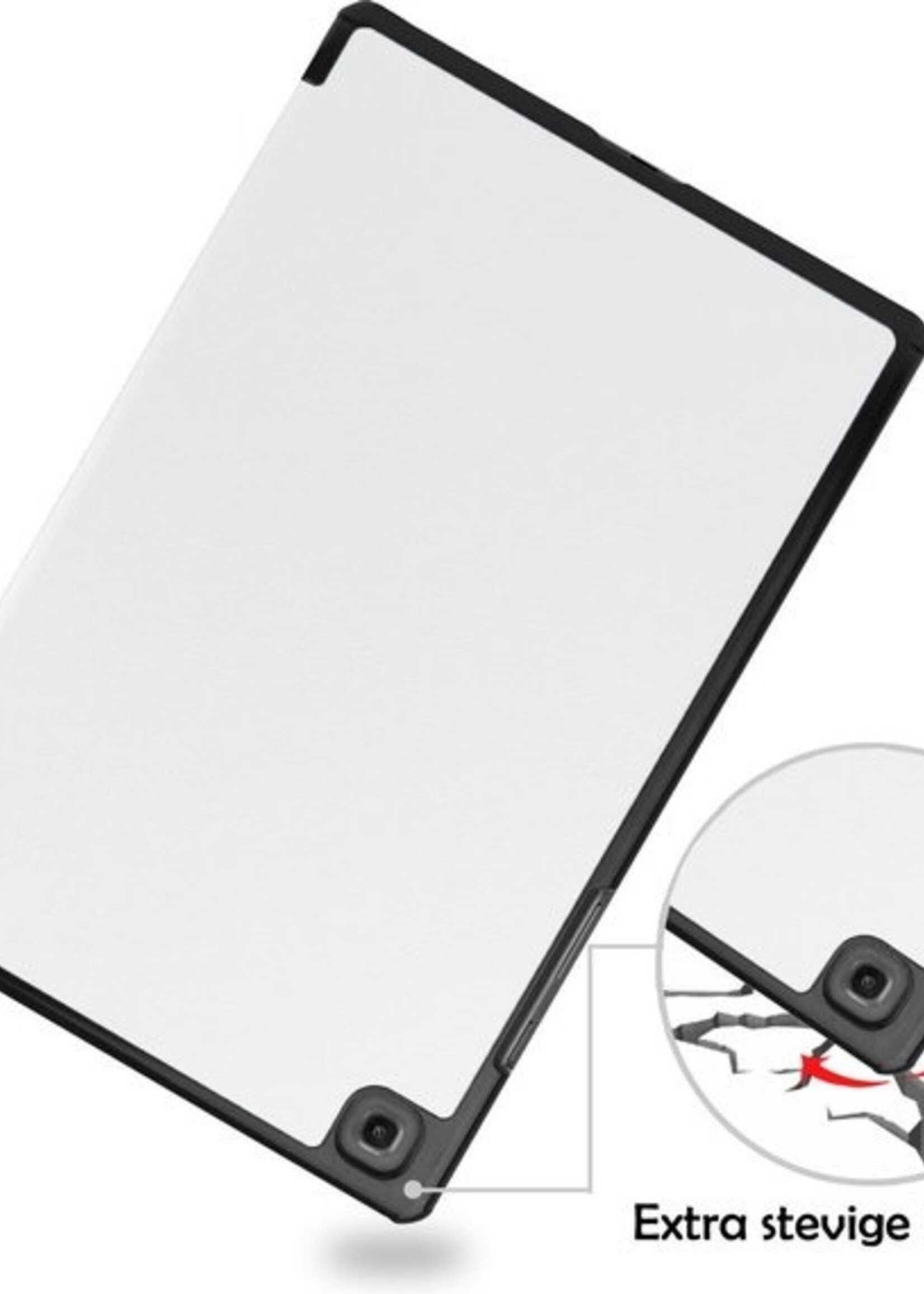 LUQ Hoes Geschikt voor Samsung Galaxy Tab A7 Hoes Luxe Hoesje Book Case Met Screenprotector - Hoesje Geschikt voor Samsung Tab A7 Hoes Cover - Wit