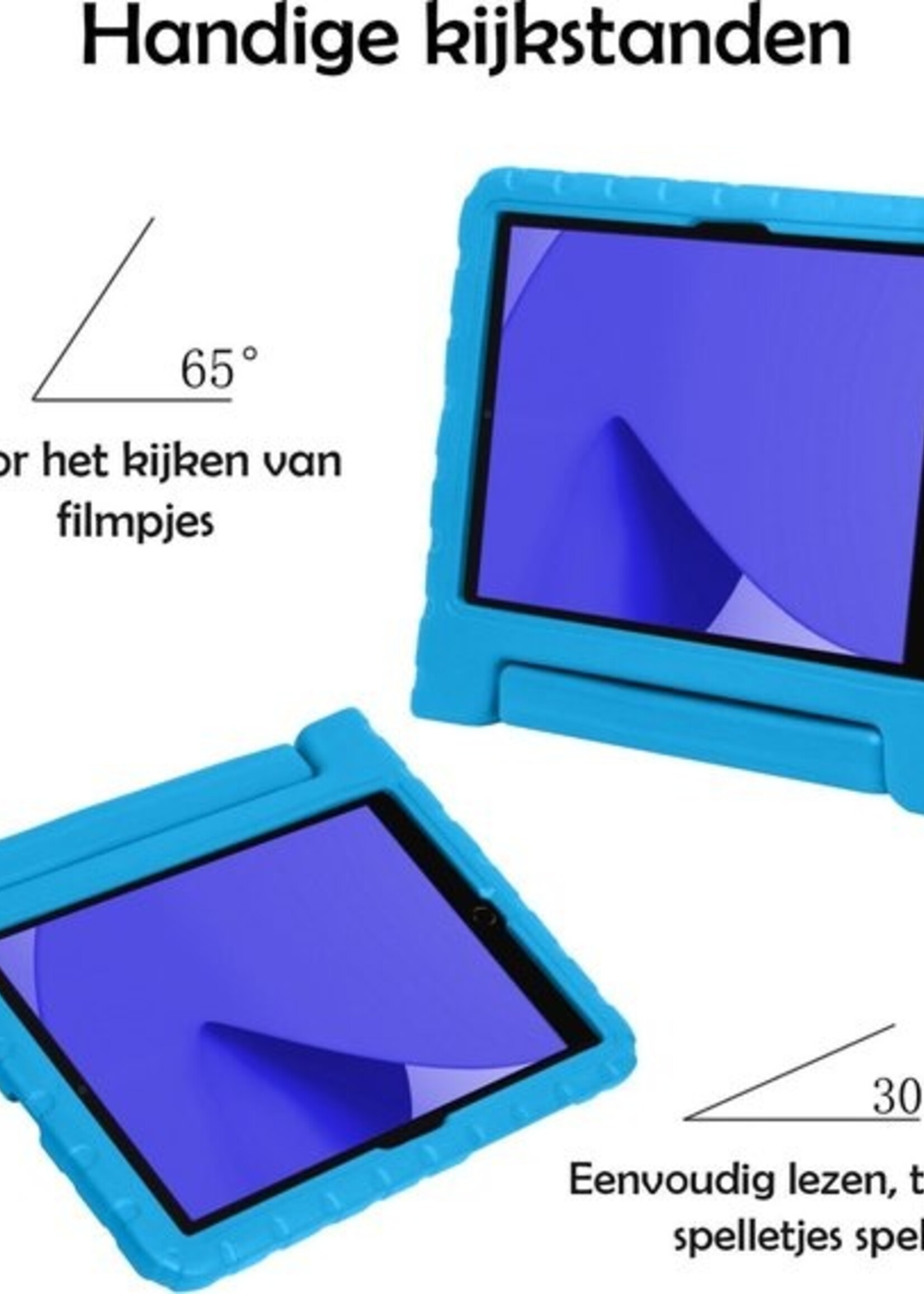 LUQ Hoes Geschikt voor iPad 10.2 2020 Hoes Kinder Hoesje Kids Case Kinderhoes Shockproof - Hoesje Geschikt voor iPad 8 Hoesje Kidscase - Blauw