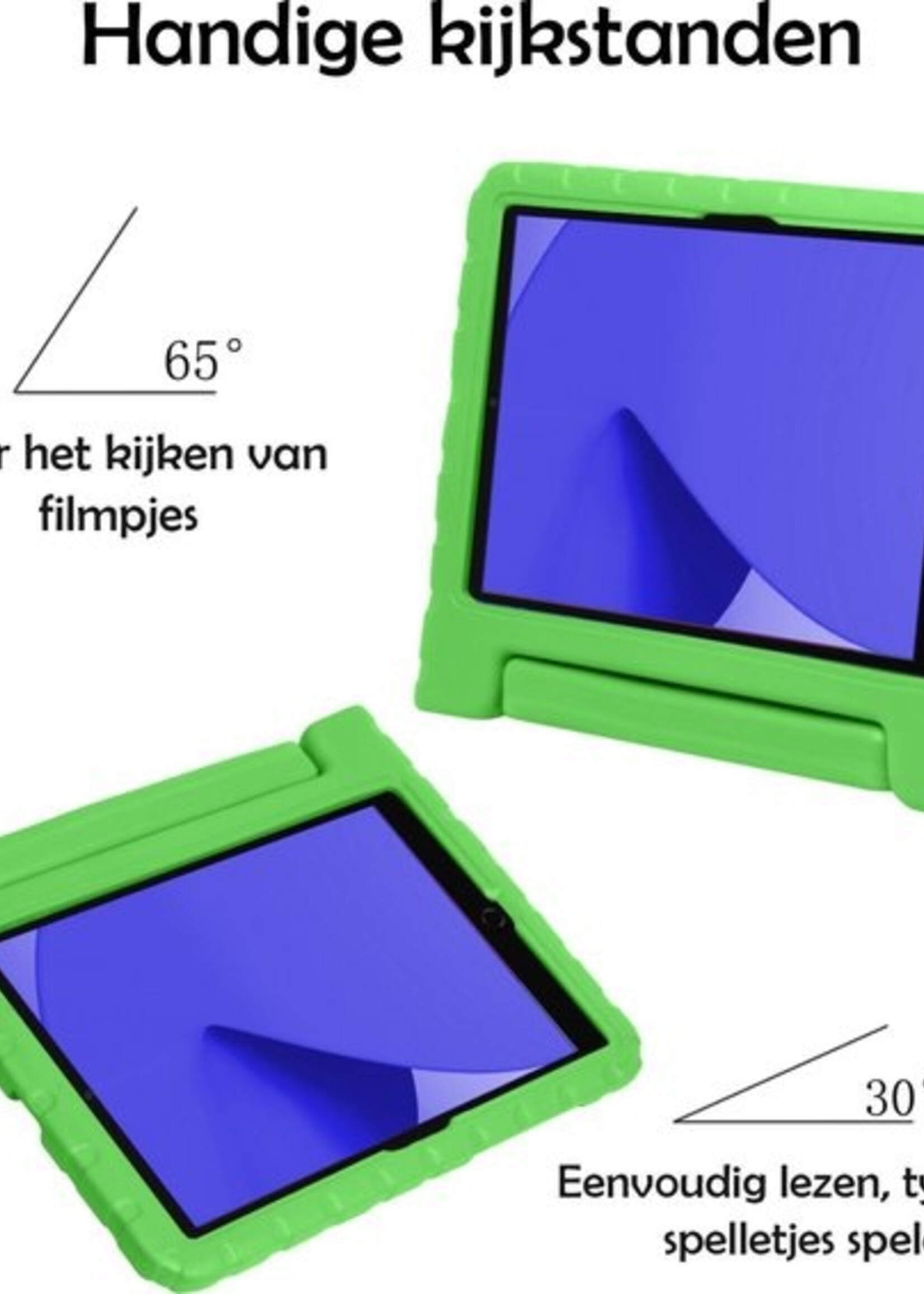 LUQ Hoes Geschikt voor iPad 10.2 2020 Hoes Kinder Hoesje Kids Case Kinderhoes Shockproof - Hoesje Geschikt voor iPad 8 Hoesje Kidscase - Groen