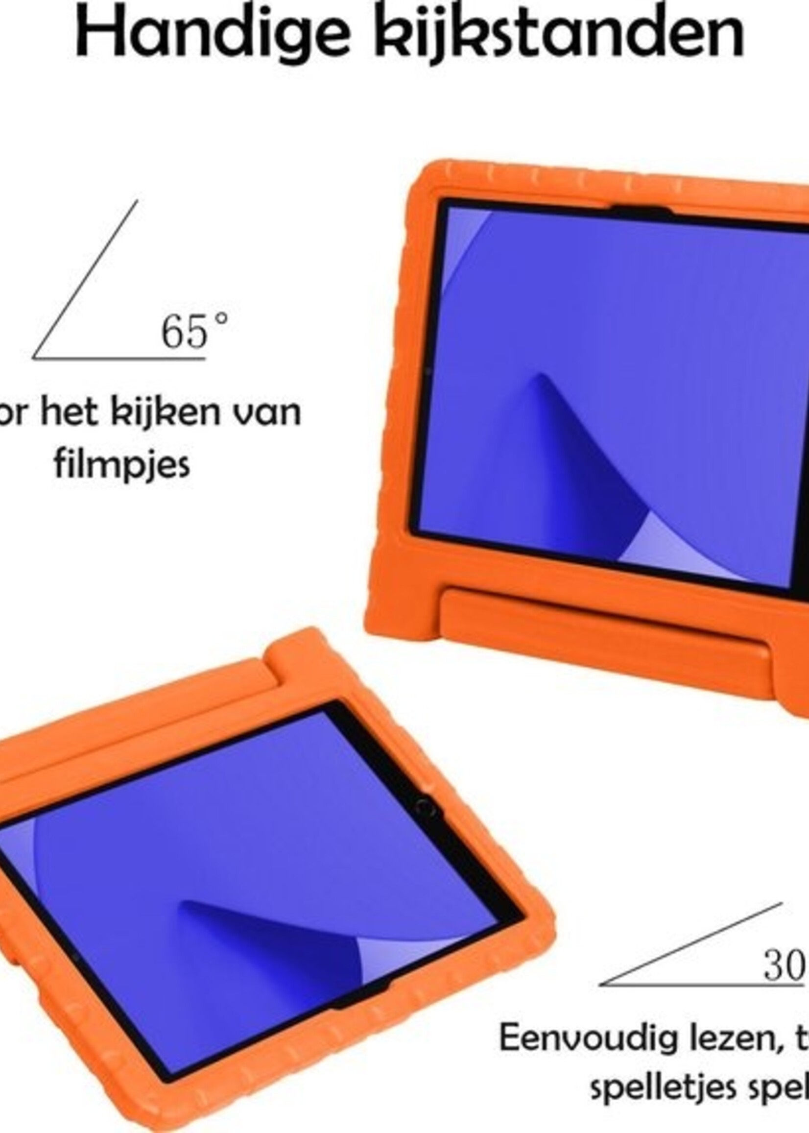 LUQ Hoes Geschikt voor iPad 10.2 2020 Hoes Kinder Hoesje Kids Case Kinderhoes Shockproof - Hoesje Geschikt voor iPad 8 Hoesje Kidscase - Oranje