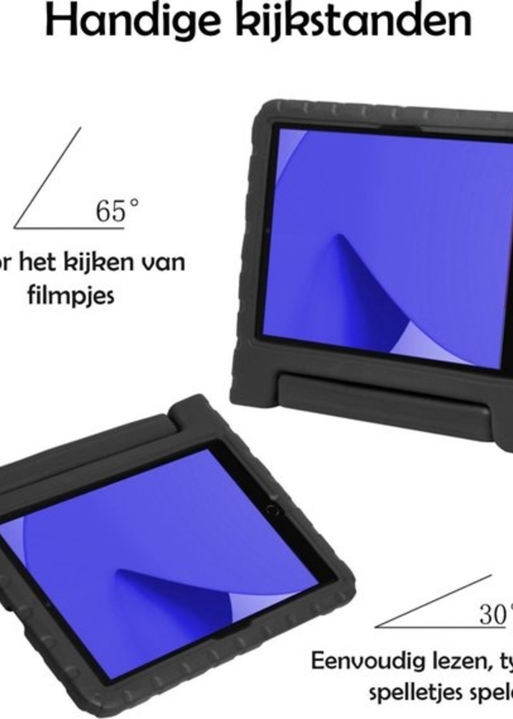 LUQ Hoes Geschikt voor iPad 10.2 2019/2020 Hoes Kinder Hoesje Kids Case Kinderhoes Shockproof - Hoesje Geschikt voor iPad 7/8 Hoesje Kidscase - Zwart