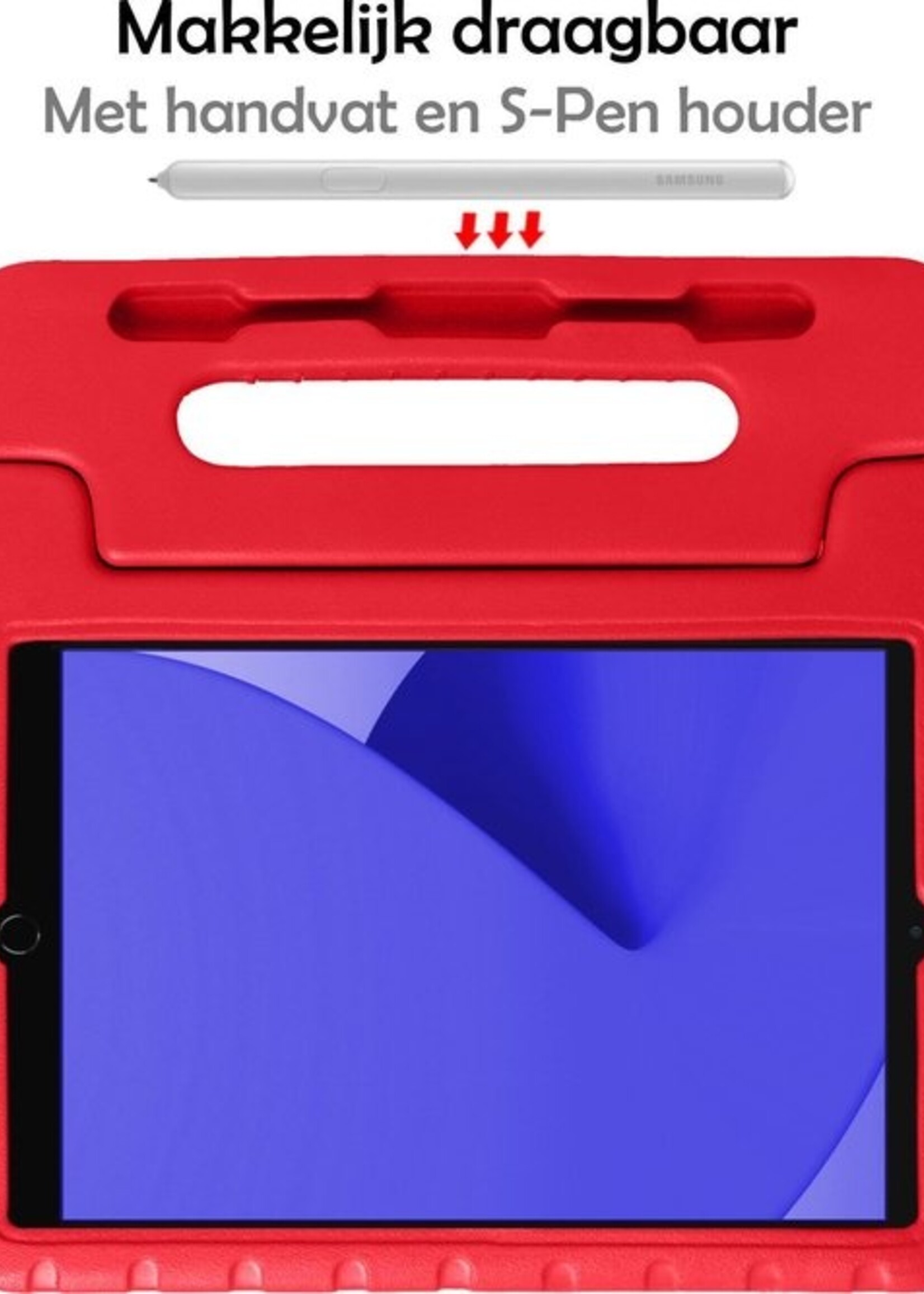 LUQ Hoes Geschikt voor iPad 10.2 2019/2020 Hoes Kinder Hoesje Kids Case Kinderhoes Shockproof - Hoesje Geschikt voor iPad 7/8 Hoesje Kidscase - Rood