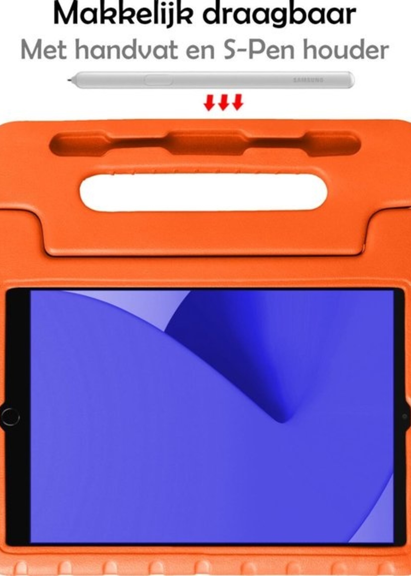LUQ Hoes Geschikt voor iPad 10.2 2019/2020 Hoes Kinder Hoesje Kids Case Kinderhoes Shockproof - Hoesje Geschikt voor iPad 7/8 Hoesje Kidscase - Oranje