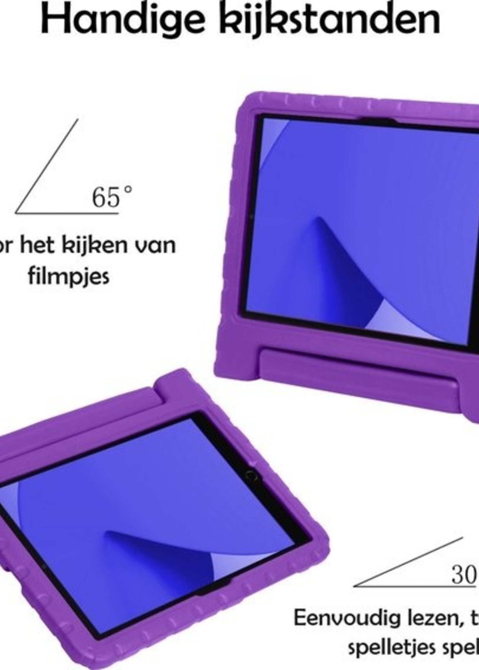 LUQ Hoes Geschikt voor iPad 10.2 2019/2020 Hoes Kinder Hoesje Kids Case Kinderhoes Shockproof - Hoesje Geschikt voor iPad 7/8 Hoesje Kidscase - Paars