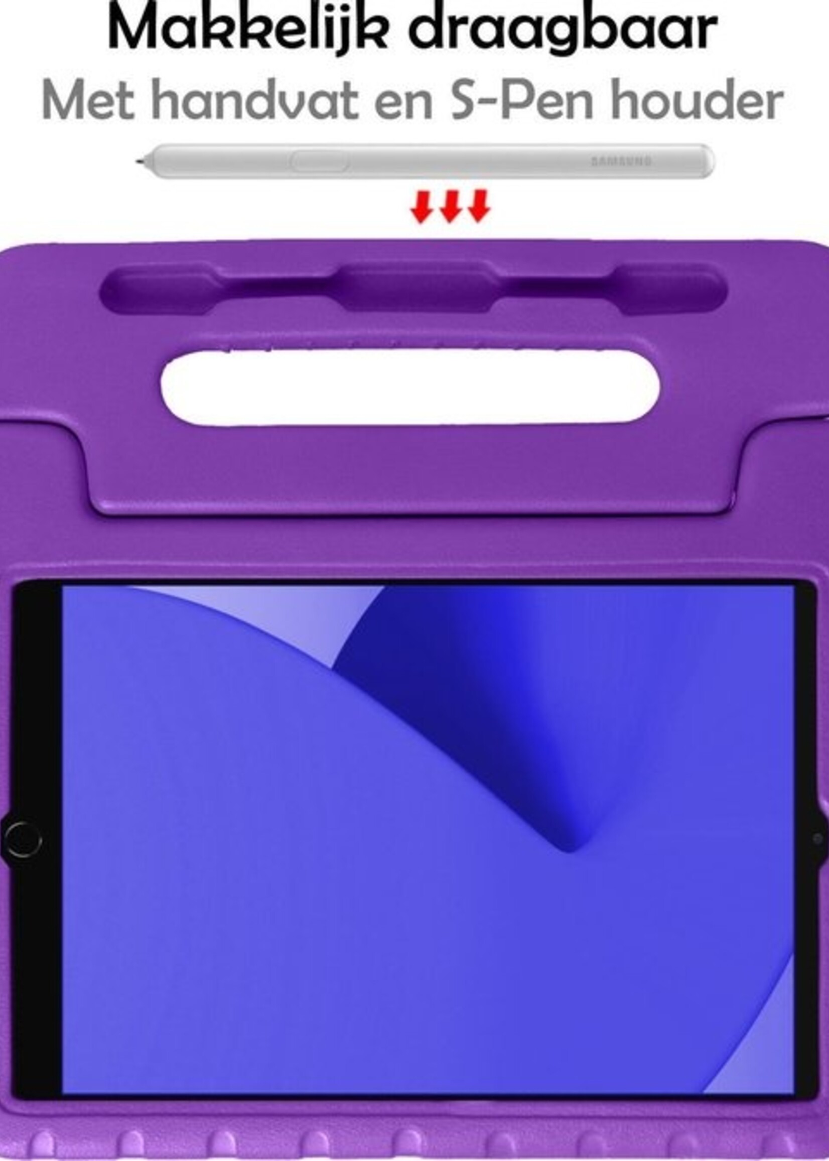 LUQ Hoes Geschikt voor iPad 10.2 2019/2020 Hoes Kinder Hoesje Kids Case Kinderhoes Shockproof - Hoesje Geschikt voor iPad 7/8 Hoesje Kidscase - Paars