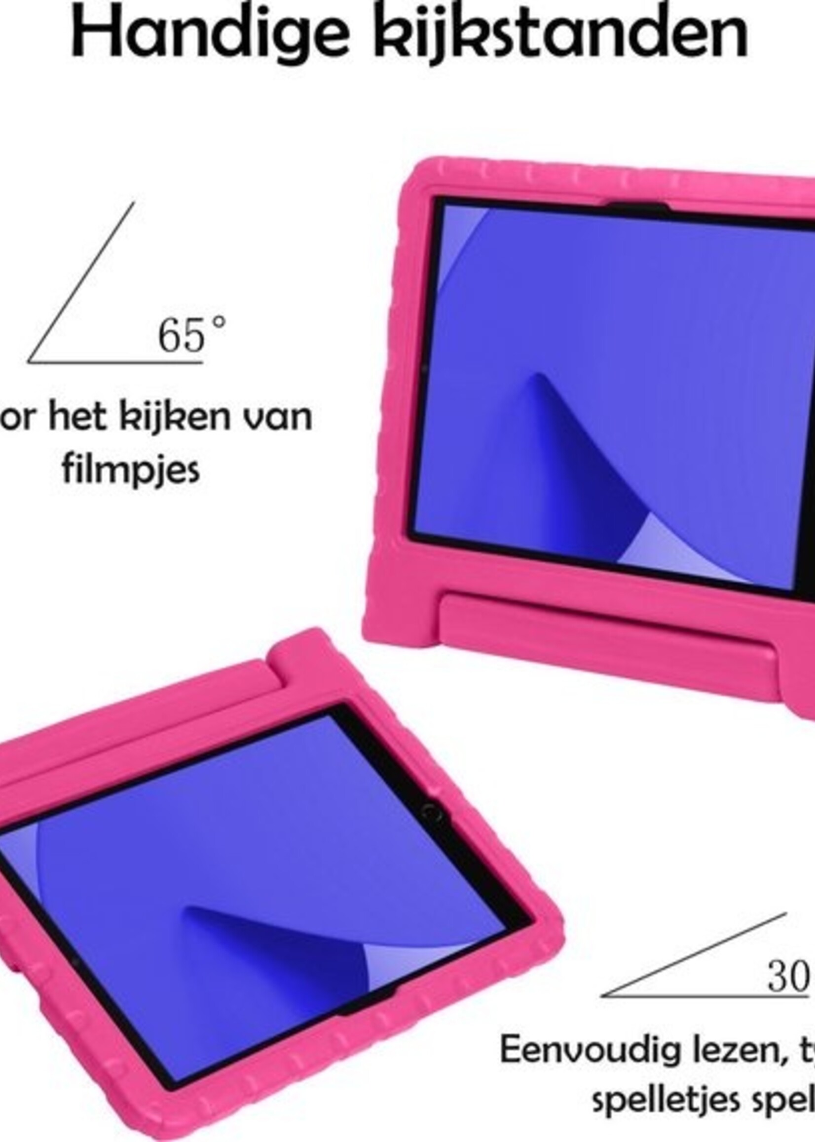 LUQ Hoes Geschikt voor iPad 10.2 2019/2020 Hoes Kinder Hoesje Kids Case Kinderhoes Shockproof - Hoesje Geschikt voor iPad 7/8 Hoesje Kidscase - Roze