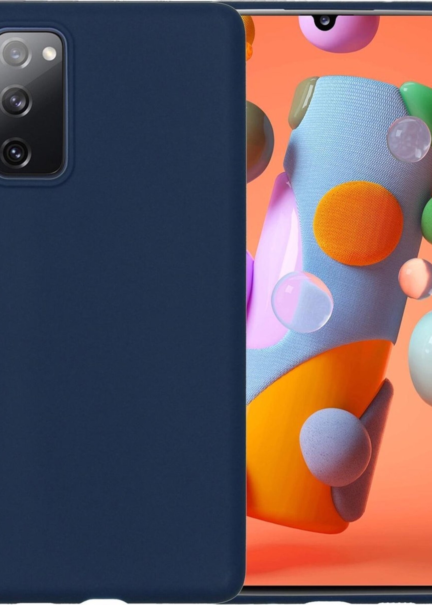 LUQ Hoesje Geschikt voor Samsung A41 Hoesje Siliconen Case - Hoes Geschikt voor Samsung Galaxy A41 Hoes Siliconen - Donkerblauw