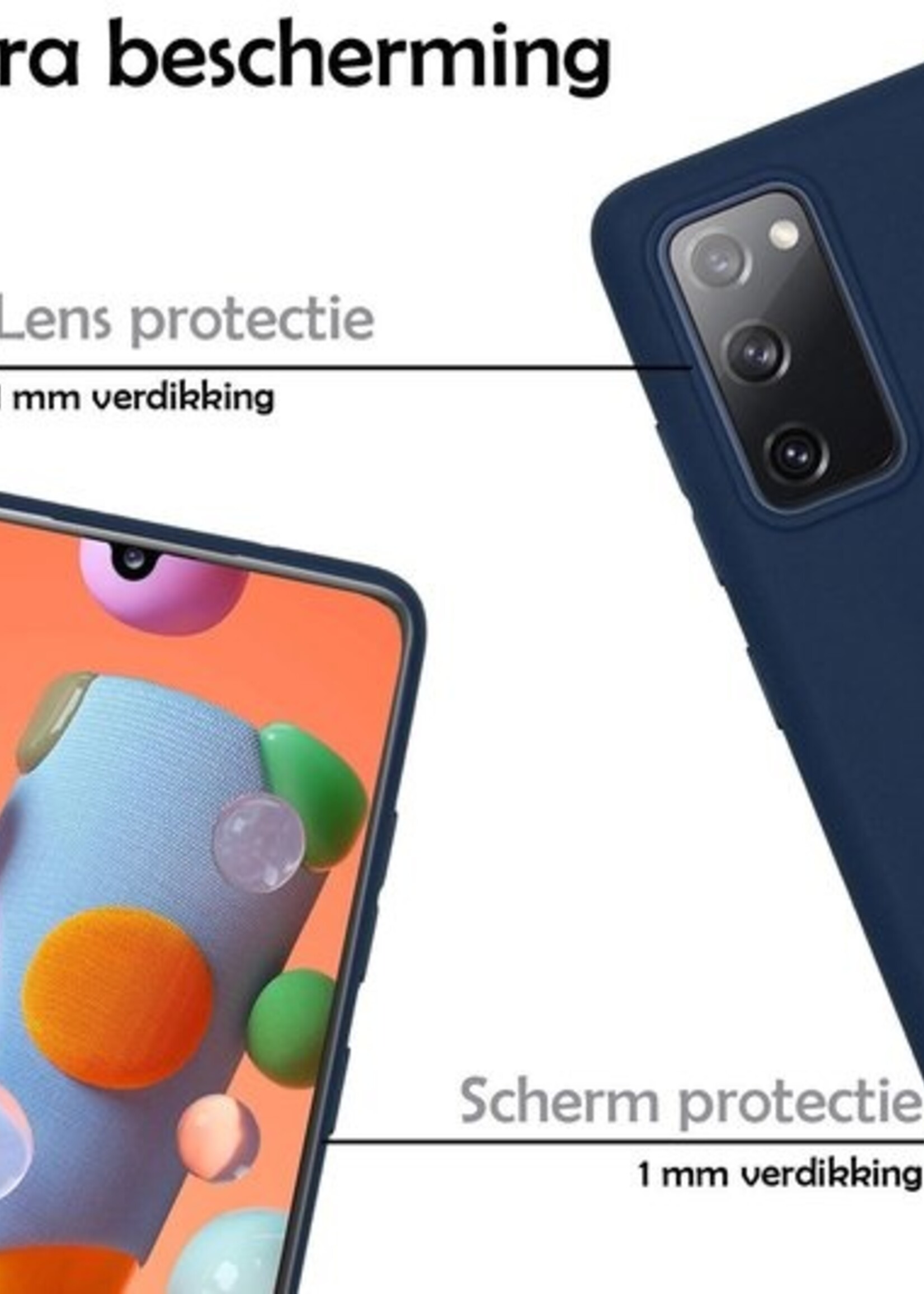LUQ Hoesje Geschikt voor Samsung A41 Hoesje Siliconen Case - Hoes Geschikt voor Samsung Galaxy A41 Hoes Siliconen - Donkerblauw