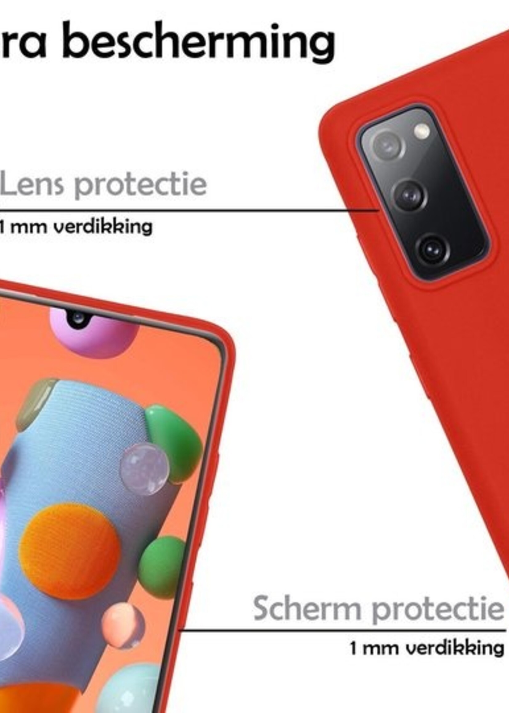 LUQ Hoesje Geschikt voor Samsung A41 Hoesje Siliconen Case - Hoes Geschikt voor Samsung Galaxy A41 Hoes Siliconen - Rood - 2 Stuks