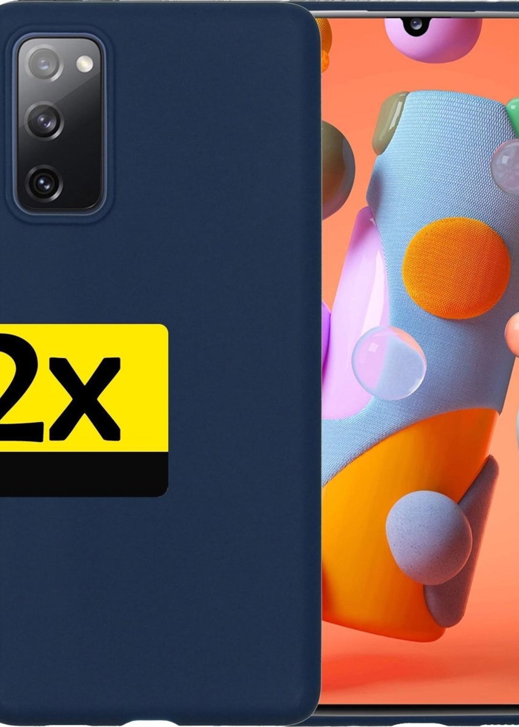 LUQ Hoesje Geschikt voor Samsung A41 Hoesje Siliconen Case - Hoes Geschikt voor Samsung Galaxy A41 Hoes Siliconen - Donkerblauw - 2 Stuks