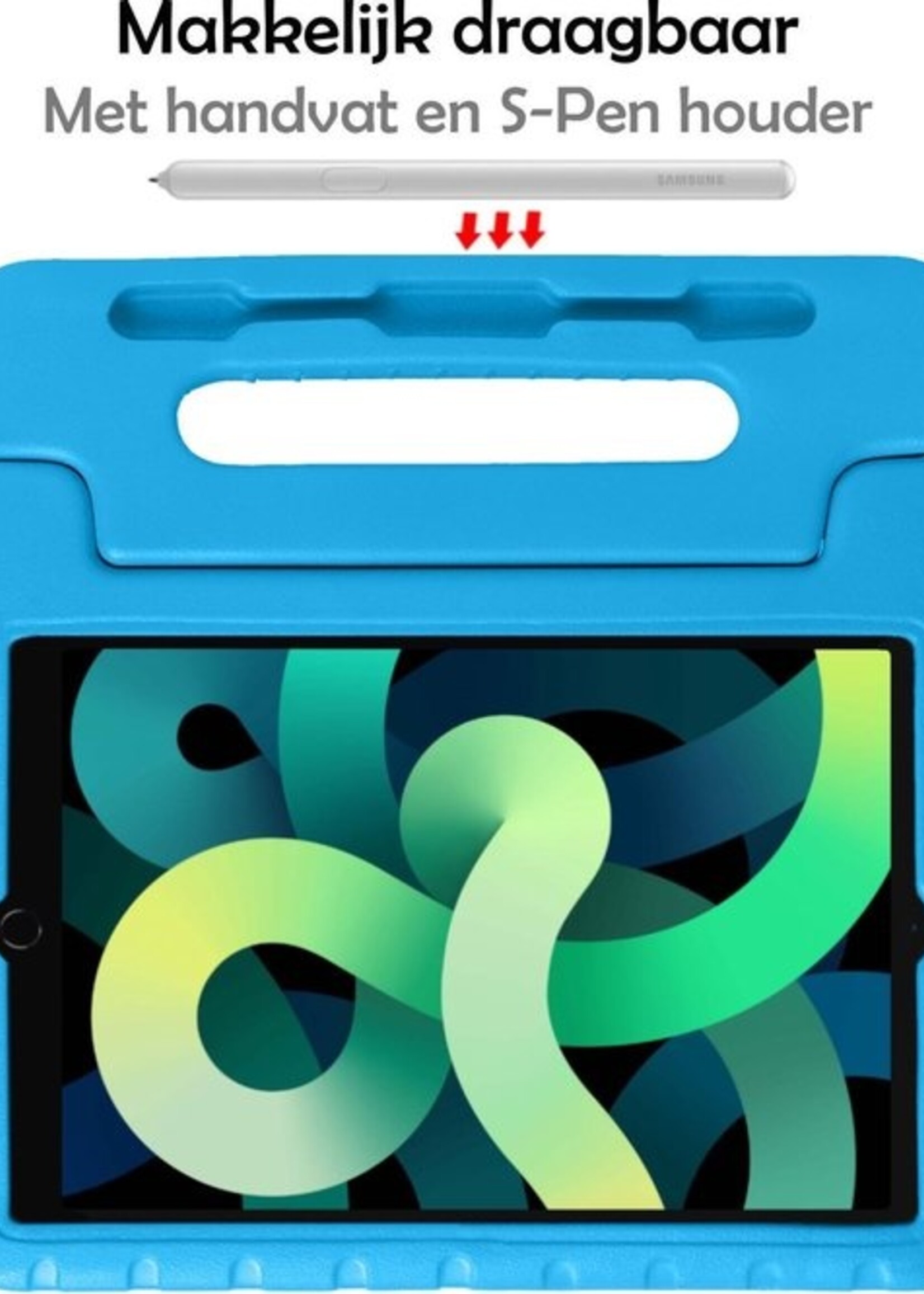 LUQ Hoes Geschikt voor iPad Air 2020 Hoes Kinder Hoesje Kids Case Kinderhoes Shockproof - Hoesje Geschikt voor iPad Air 4 2020 Hoesje Kidscase - Blauw