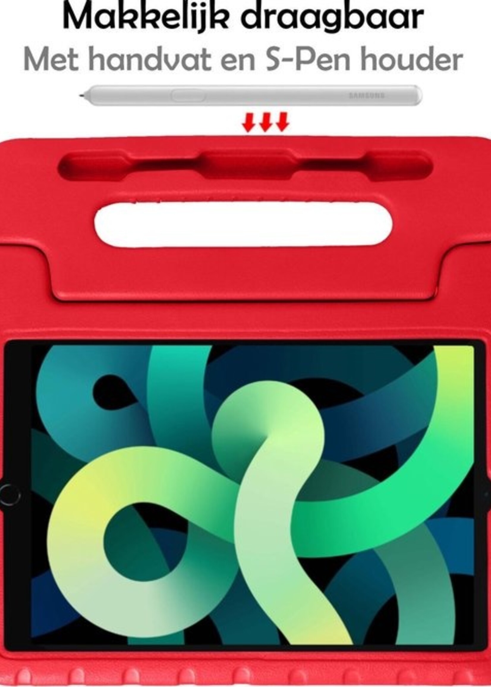 LUQ Hoes Geschikt voor iPad Air 2020 Hoes Kinder Hoesje Kids Case Kinderhoes Shockproof - Hoesje Geschikt voor iPad Air 4 2020 Hoesje Kidscase - Rood