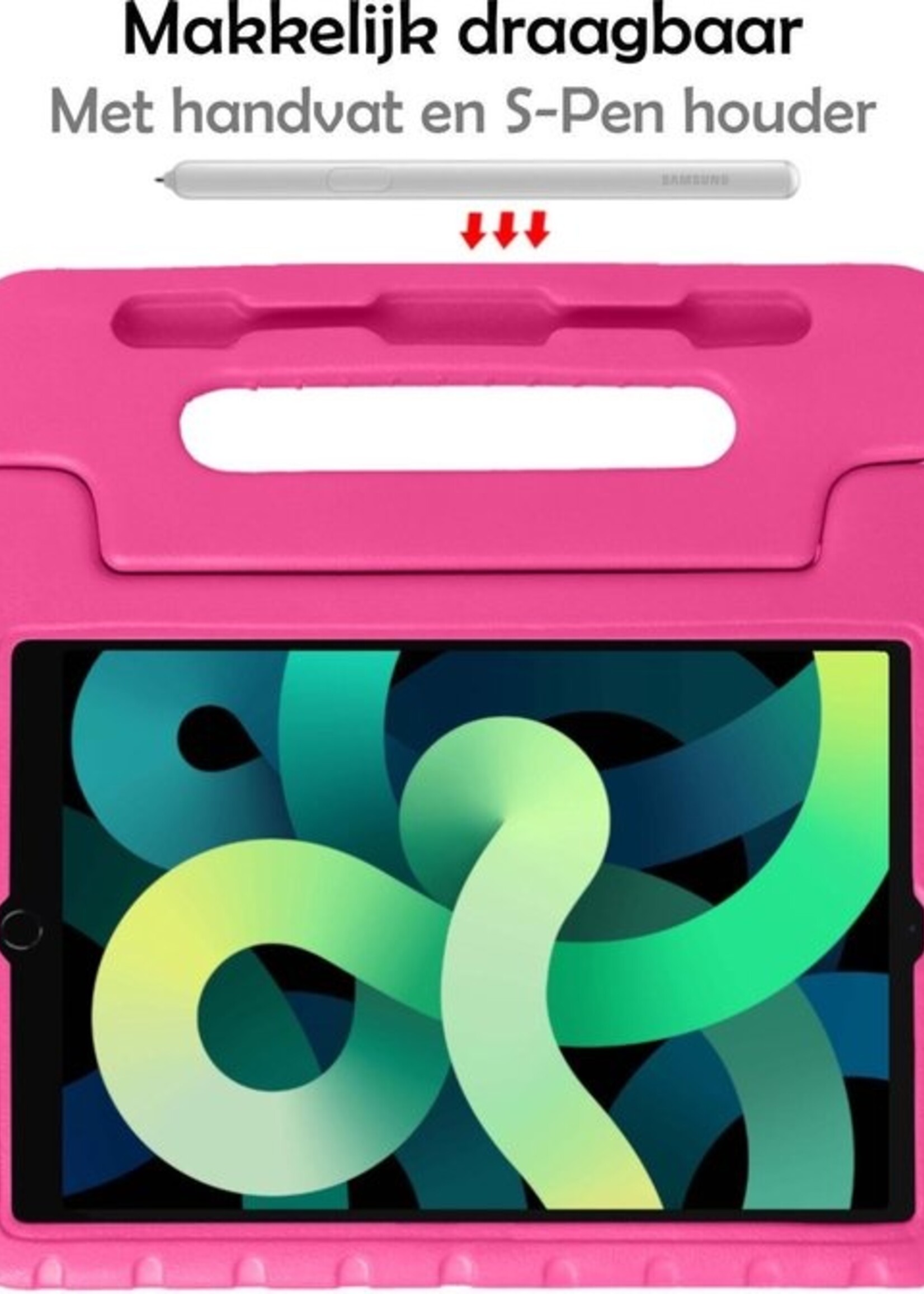 LUQ Hoes Geschikt voor iPad Air 2020 Hoes Kinder Hoesje Kids Case Kinderhoes Shockproof - Hoesje Geschikt voor iPad Air 4 2020 Hoesje Kidscase - Roze
