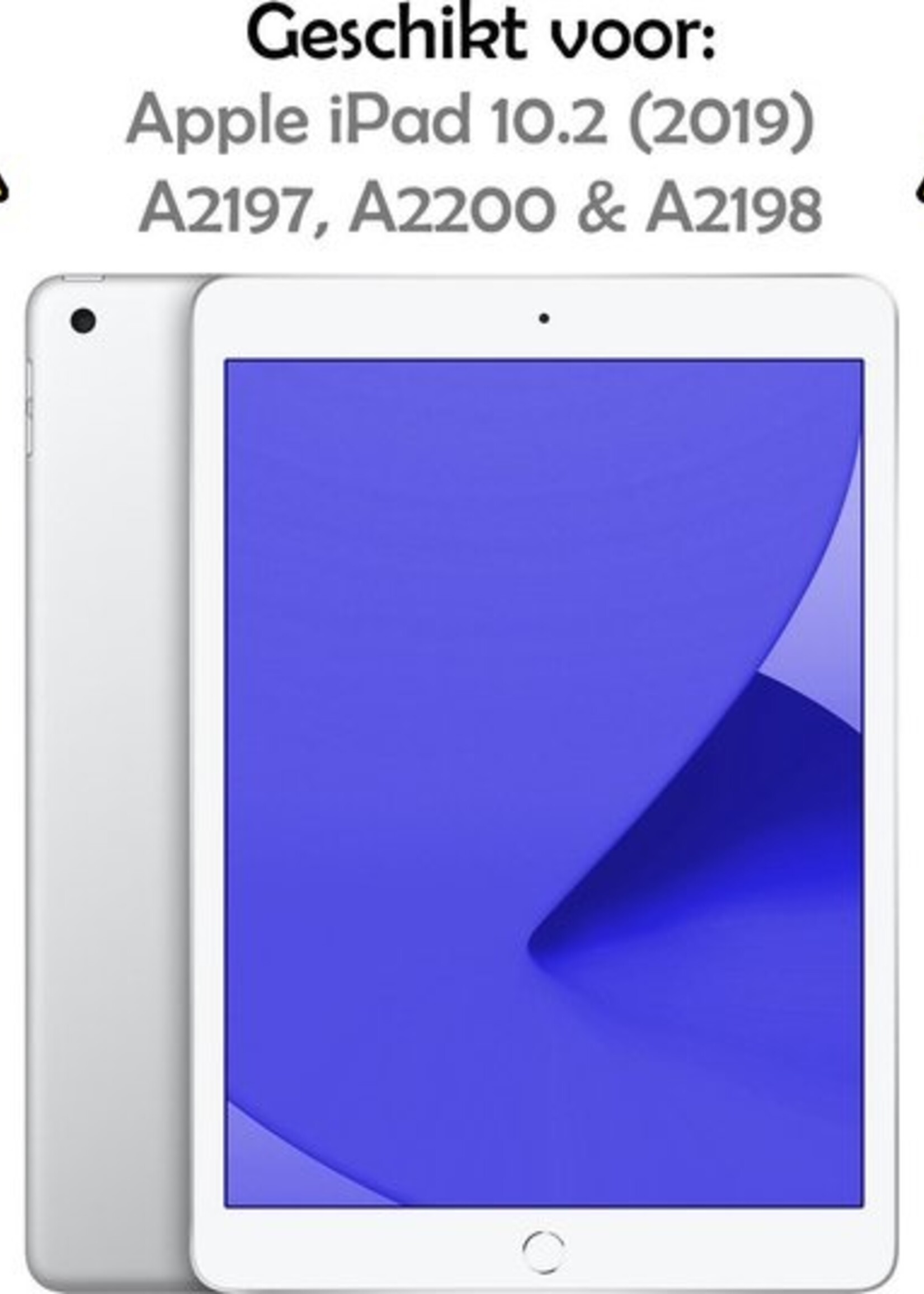 LUQ Hoes Geschikt voor iPad 10.2 2019 Hoes Luxe Hoesje Book Case Cover Met Uitsparing Geschikt voor Apple Pencil Met Screenprotector - Hoesje Geschikt voor iPad 7 Hoesje Bookcase - Donkerblauw