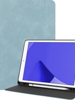 LUQ LUQ Luxe Lederen iPad 10.2 (2019/2020) Hoes met uitsparing Active Stylus Pen - Licht Blauw