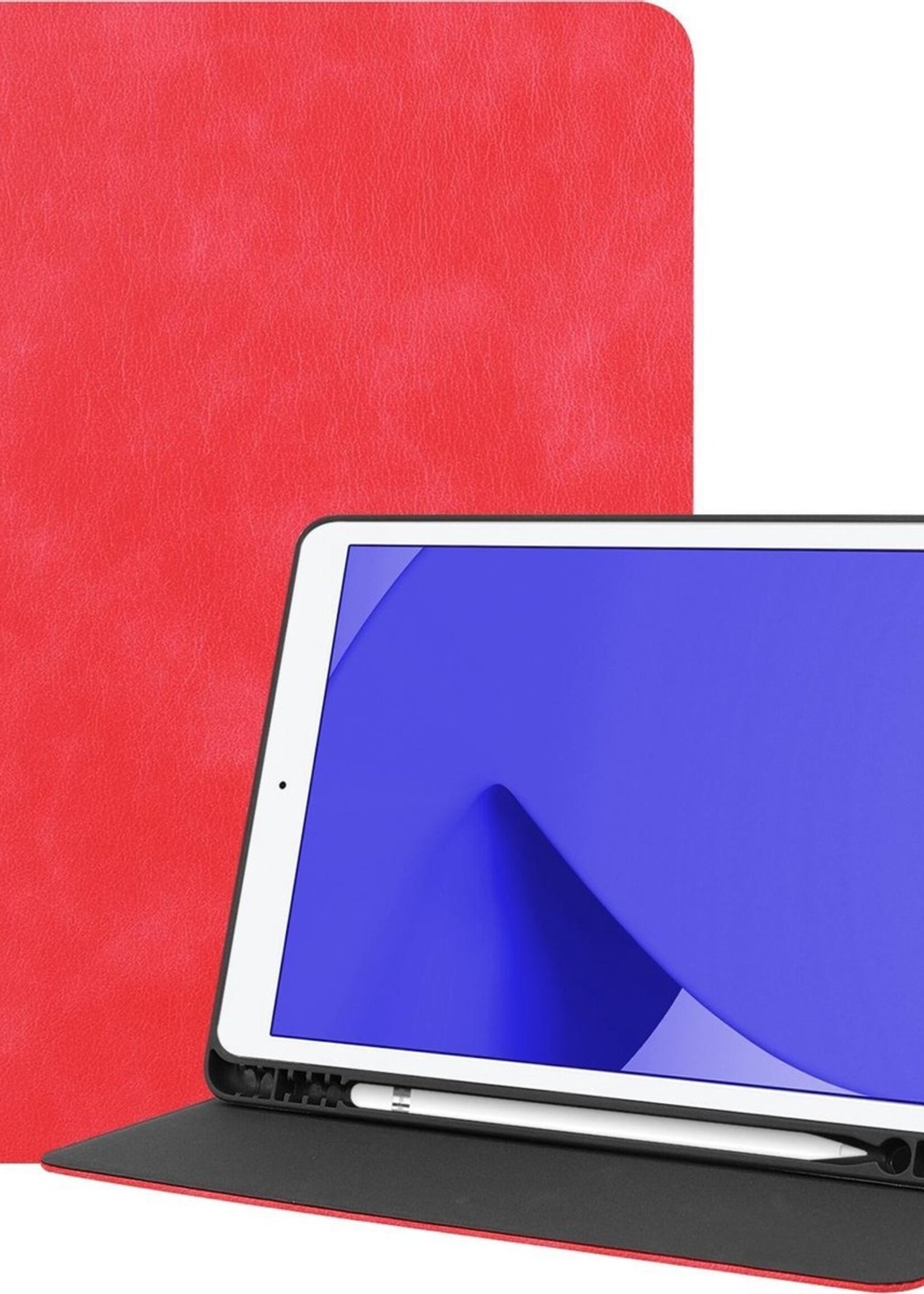 LUQ Hoes Geschikt voor iPad 10.2 2019/2020 Hoes Luxe Hoesje Book Case Cover Met Uitsparing Geschikt voor Apple Pencil - Hoesje Geschikt voor iPad 7/8 Hoesje Bookcase - Rood