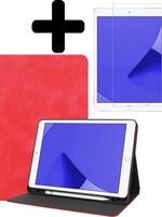 LUQ LUQ Luxe Lederen iPad 10.2 (2019/2020) Hoes met uitsparing Active Stylus Pen en screenprotector - Rood