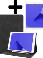 LUQ LUQ Luxe Lederen iPad 10.2 (2019/2020) Hoes met uitsparing Active Stylus Pen en screenprotector - Zwart