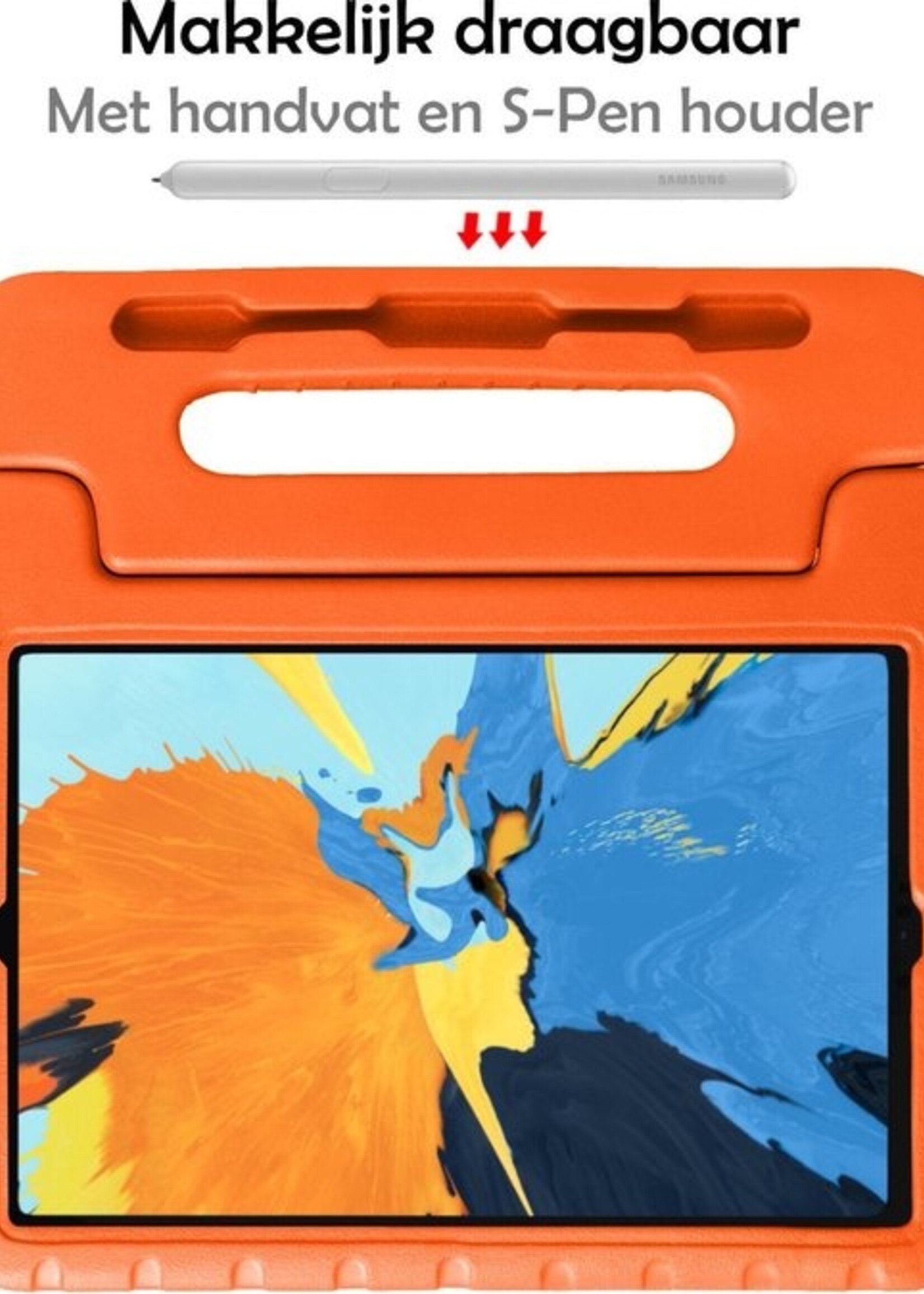 LUQ Hoes Geschikt voor iPad Pro 2020 (11 inch) Hoes Kinder Hoesje Kids Case Kinderhoes Shockproof Met Screenprotector - Hoesje Geschikt voor iPad Pro 11 inch (2020) Hoesje Kidscase - Oranje