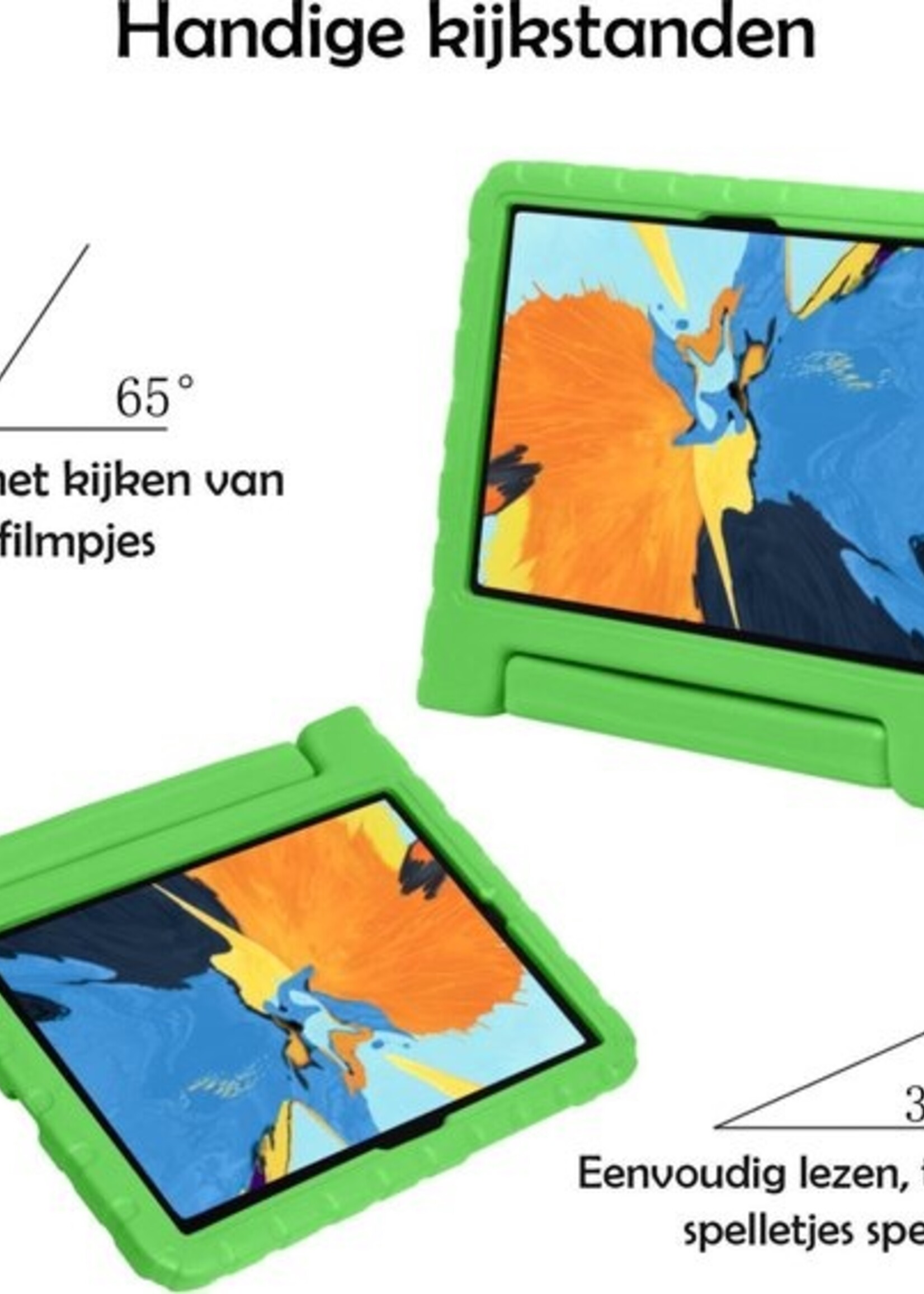 LUQ Hoes Geschikt voor iPad Pro 2020 (11 inch) Hoes Kinder Hoesje Kids Case Kinderhoes Shockproof Met Screenprotector - Hoesje Geschikt voor iPad Pro 11 inch (2020) Hoesje Kidscase - Groen
