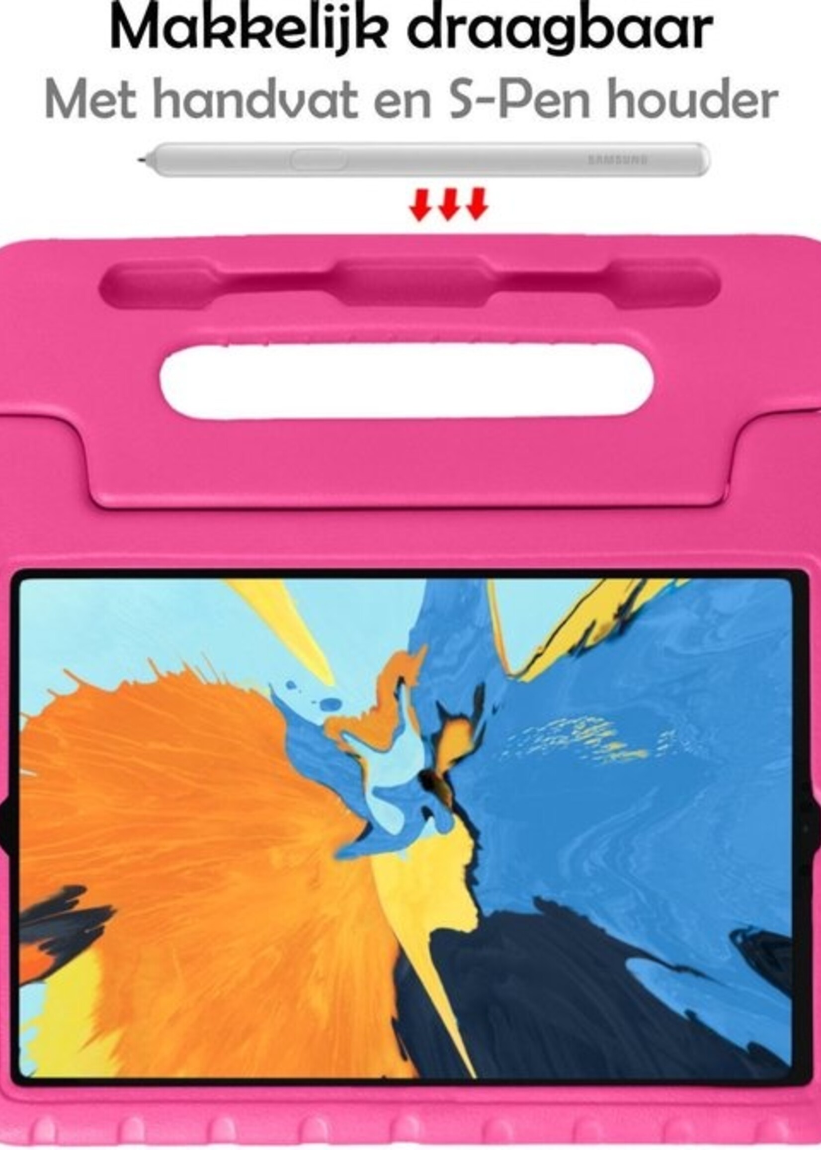 LUQ Hoes Geschikt voor iPad Pro 2020 (11 inch) Hoes Kinder Hoesje Kids Case Kinderhoes Shockproof Met Screenprotector - Hoesje Geschikt voor iPad Pro 11 inch (2020) Hoesje Kidscase - Roze