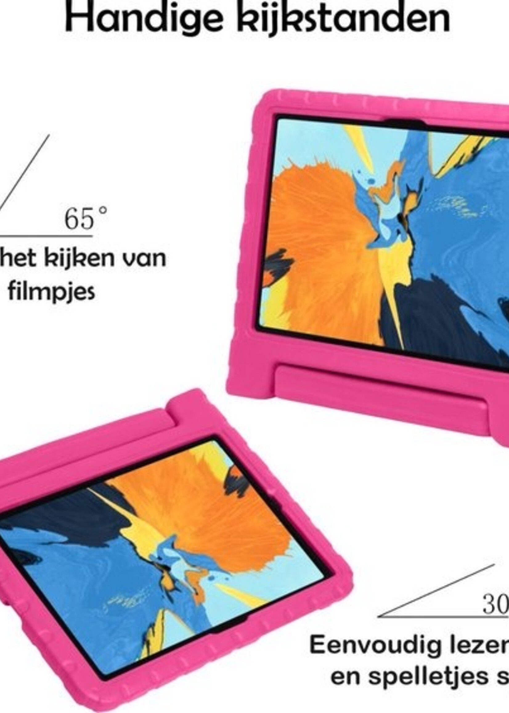 LUQ Hoes Geschikt voor iPad Pro 2020 (11 inch) Hoes Kinder Hoesje Kids Case Kinderhoes Shockproof Met Screenprotector - Hoesje Geschikt voor iPad Pro 11 inch (2020) Hoesje Kidscase - Roze