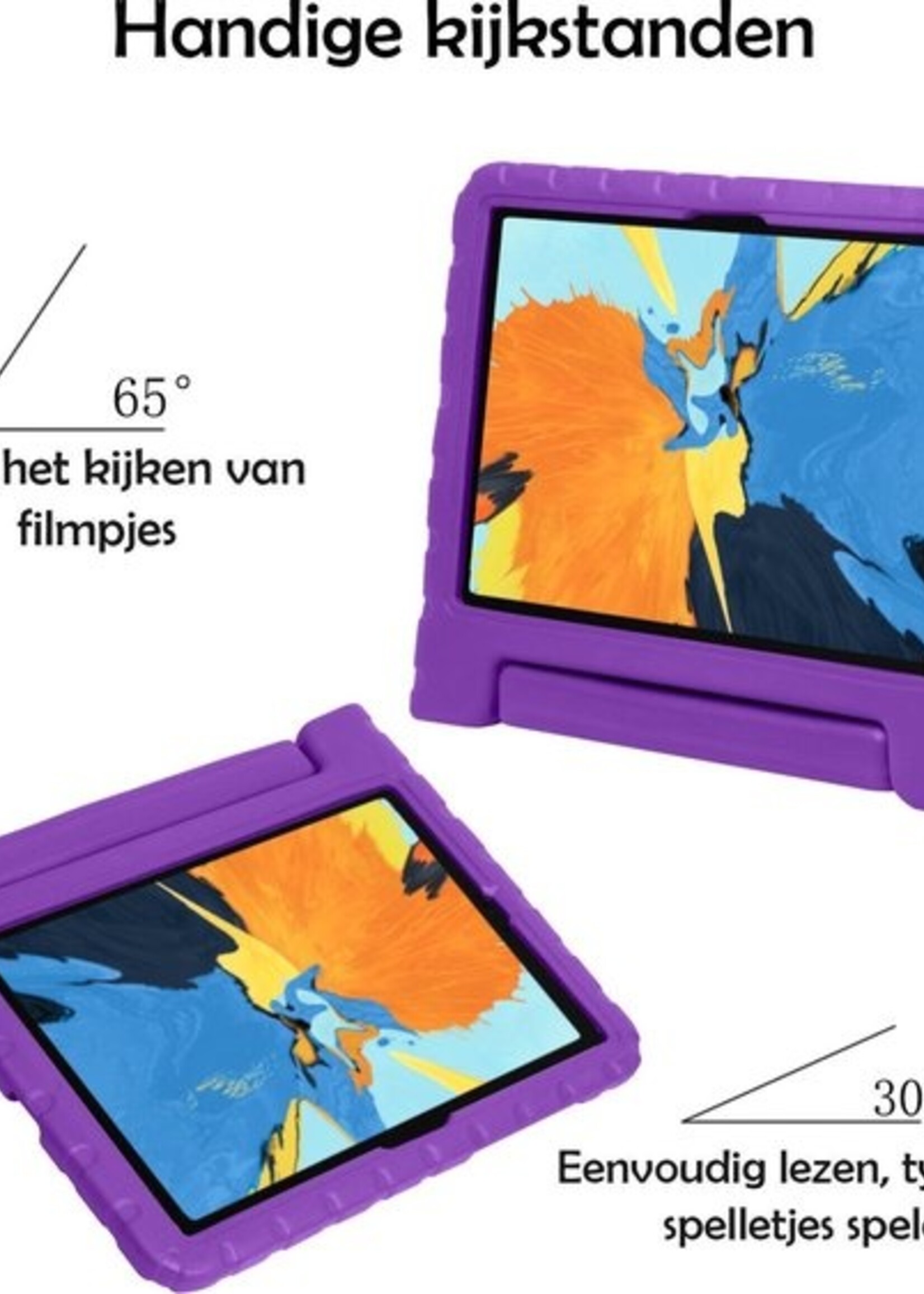 LUQ Hoes Geschikt voor iPad Pro 2020 (11 inch) Hoes Kinder Hoesje Kids Case Kinderhoes Shockproof Met Screenprotector - Hoesje Geschikt voor iPad Pro 11 inch (2020) Hoesje Kidscase - Paars