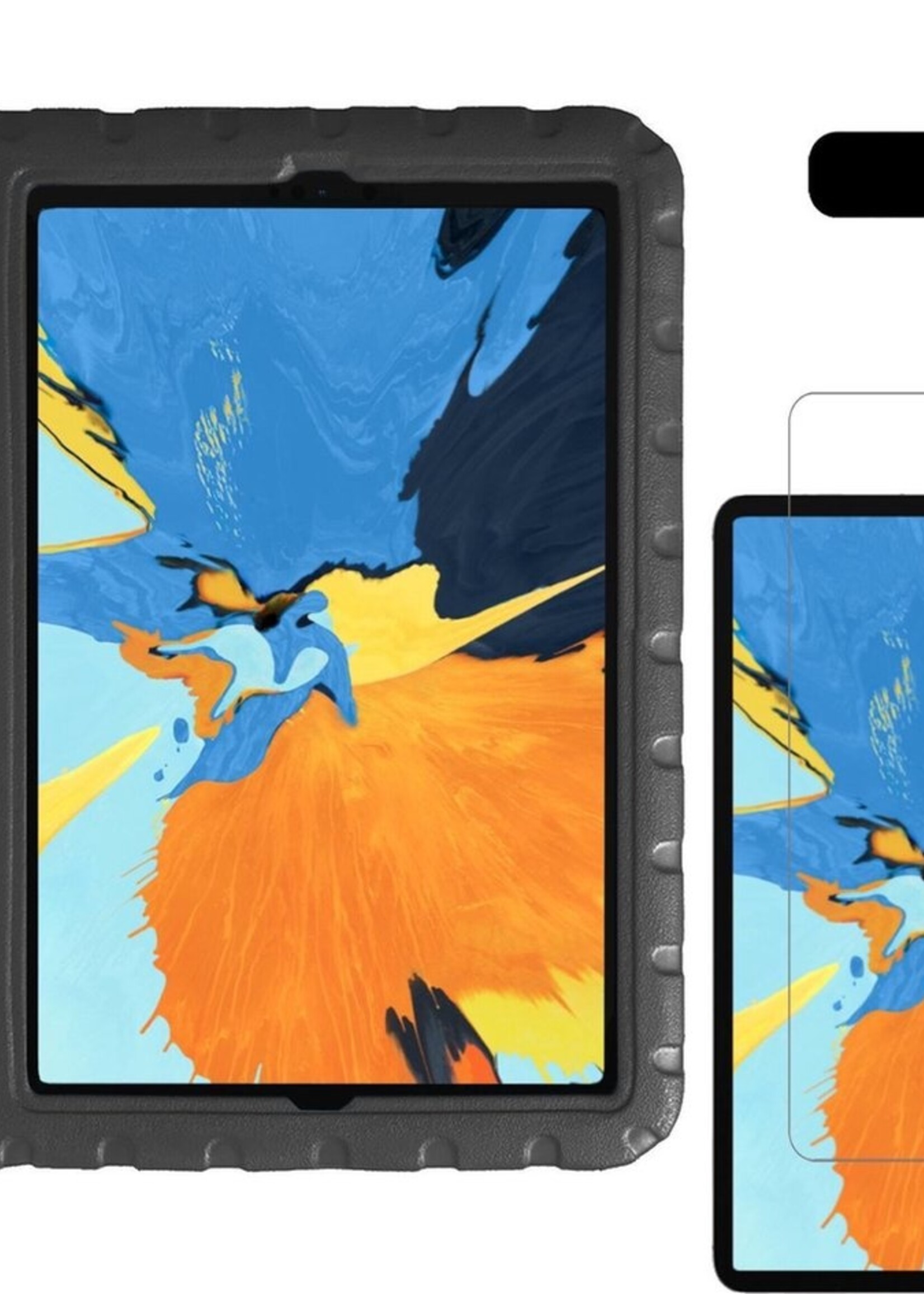 LUQ Hoes Geschikt voor iPad Pro 2020 (11 inch) Hoes Kinder Hoesje Kids Case Kinderhoes Shockproof Met Screenprotector - Hoesje Geschikt voor iPad Pro 11 inch (2020) Hoesje Kidscase - Zwart